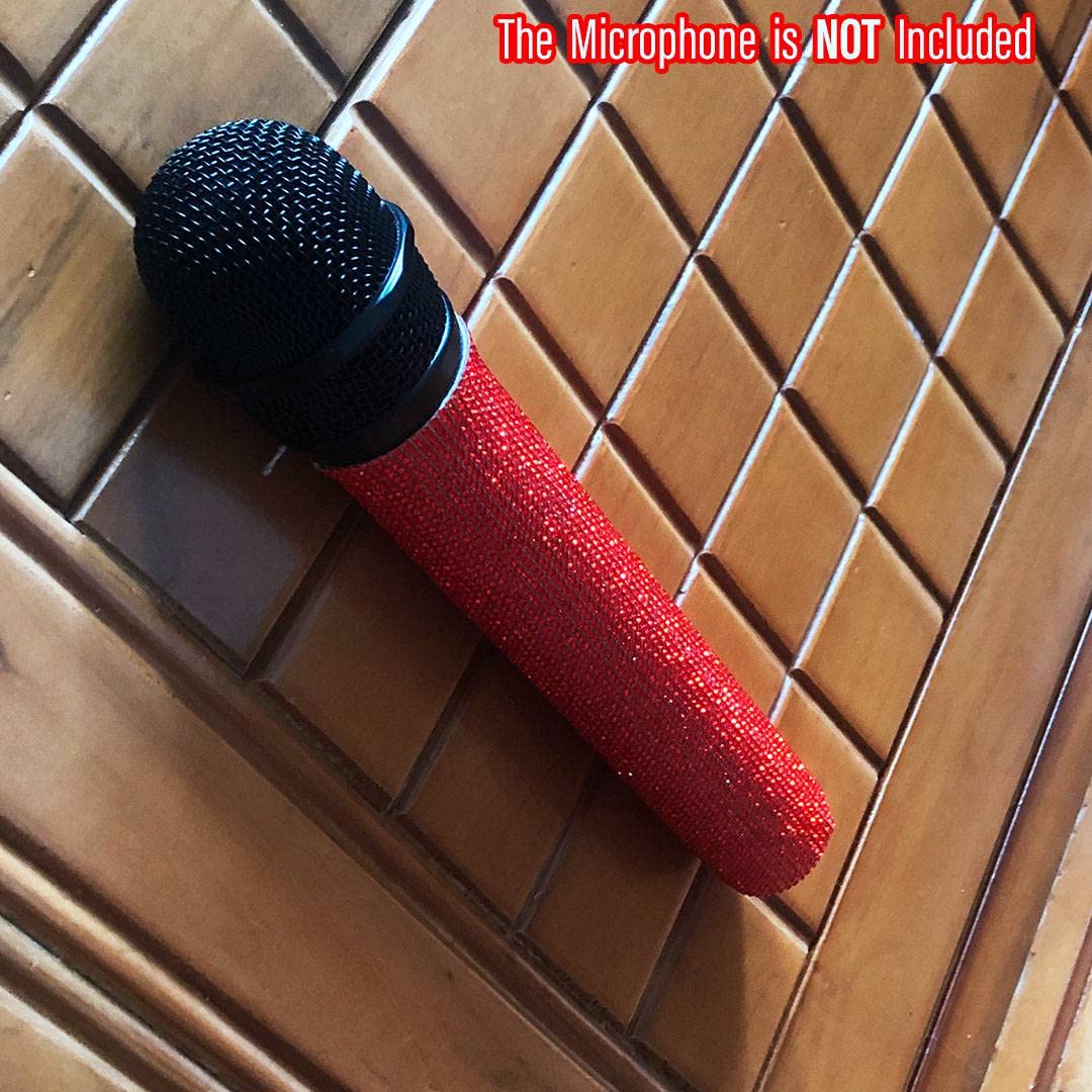 Rk Red Crystal Mic Handle Cover Fits For Shure Wireless Microphone Slx2, Blx2/Sm58, Beta58, Beta87, Beta83, Pg58 Unique Diamond