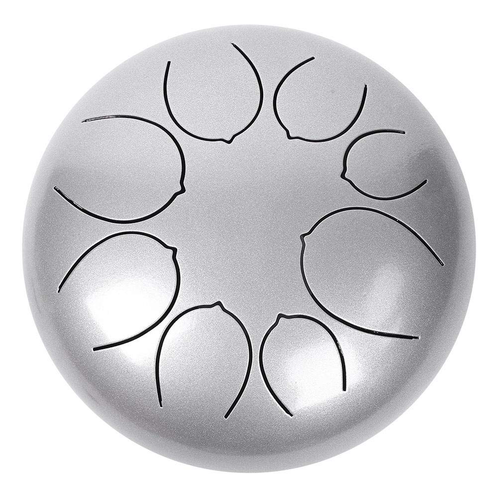 Ethereal Sound Lotus Drum, 10 Inch Steel Tongue Drum G/A/C/D/E/G/A/B 8Tone Drum For Meditation With Carry Bag(Silver)