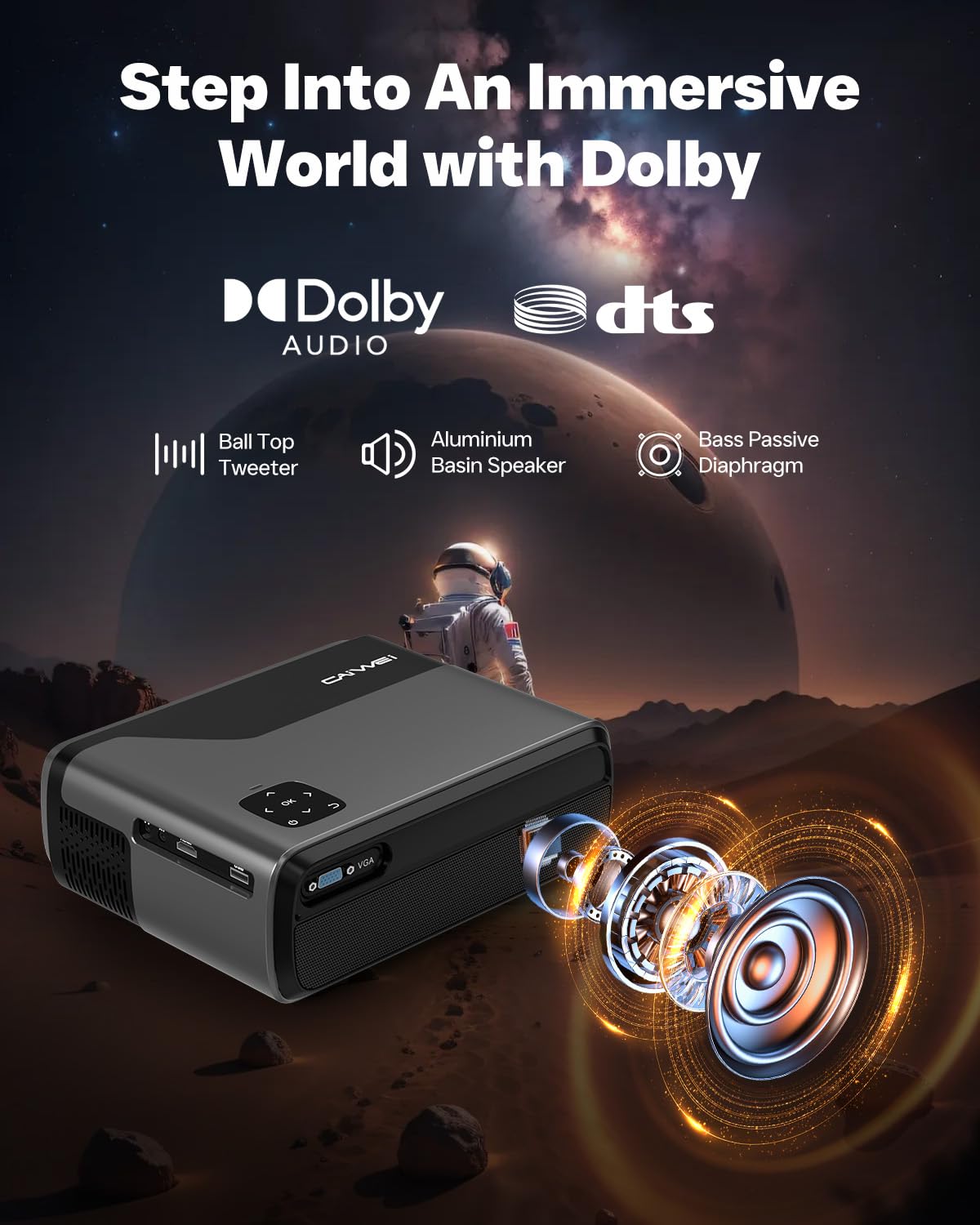 Smart Auto Focus Projector 4K Wifi Bluetooth With Netflix Certified Dolby Audio Voice Remote Android Tv 11 Portable Led 4K Full