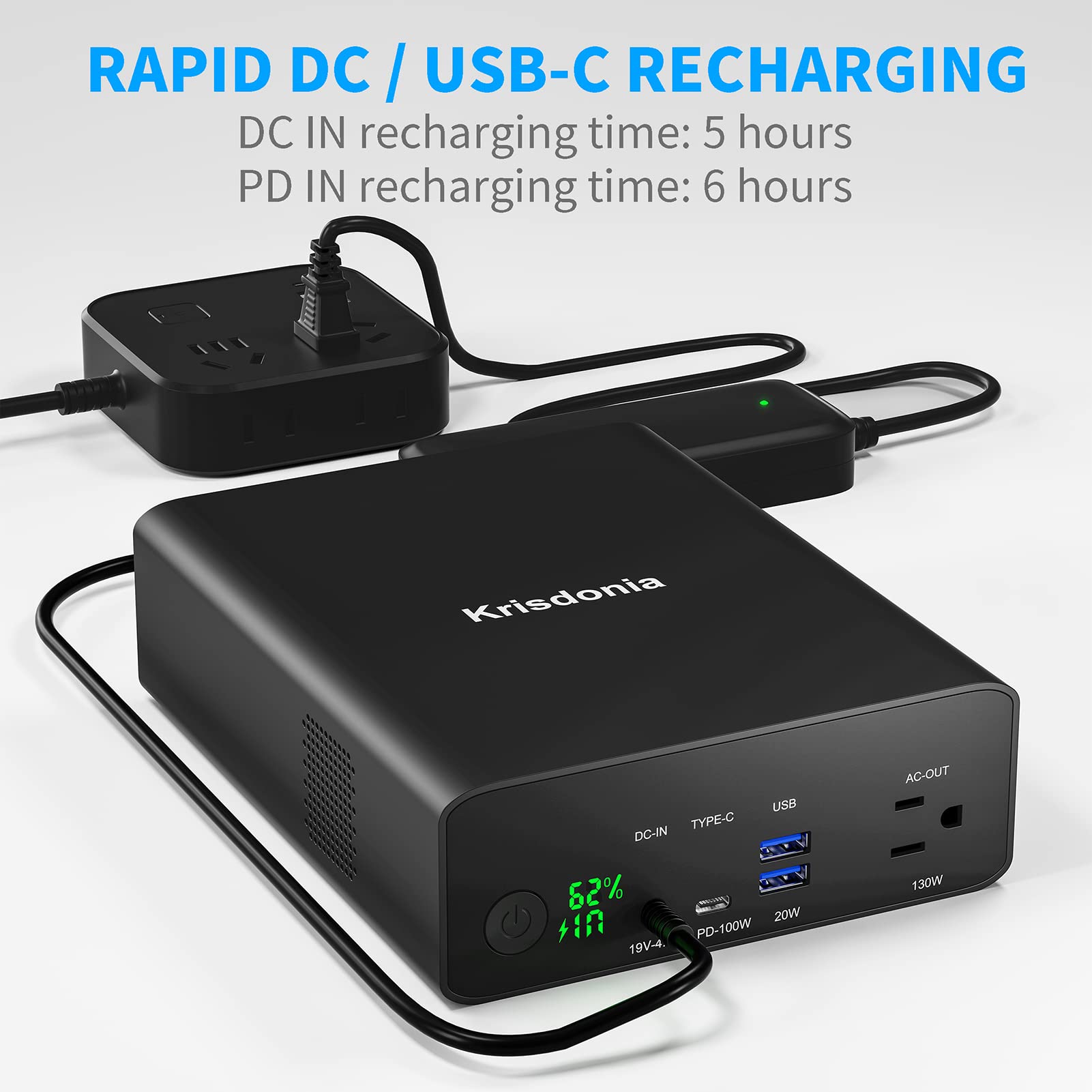 Krisdonia Power Bank With Ac Outlet, Portable Laptop Charger Battery Bank Usb C 100W Fast Charging, 80000Mah/296Wh Power Station