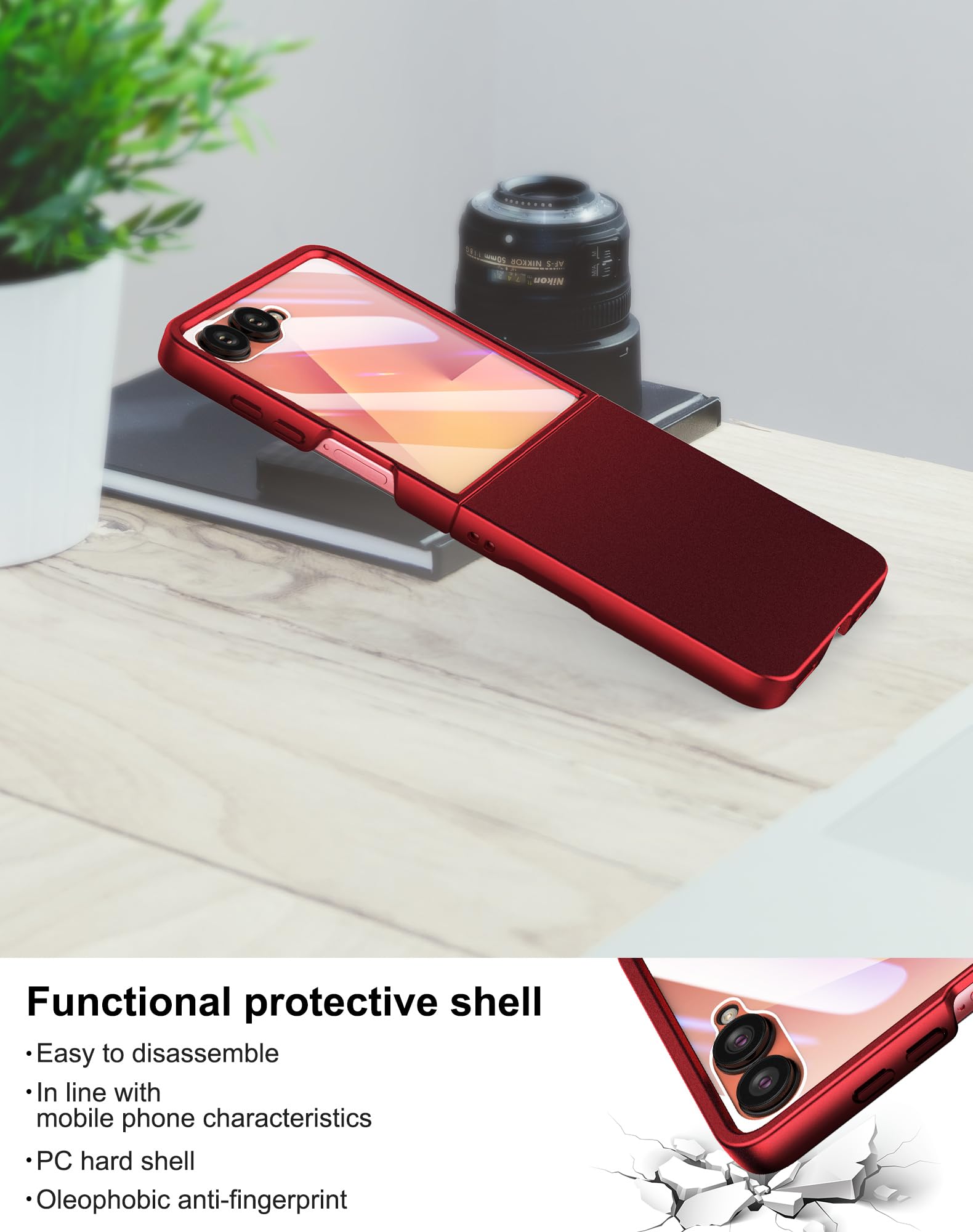 Foluu Slim Fit Case For Samsung Galaxy Z Flip 7, With Front Built-In Screen Protector, Ultra Thin Matte Pc Protective Cover For