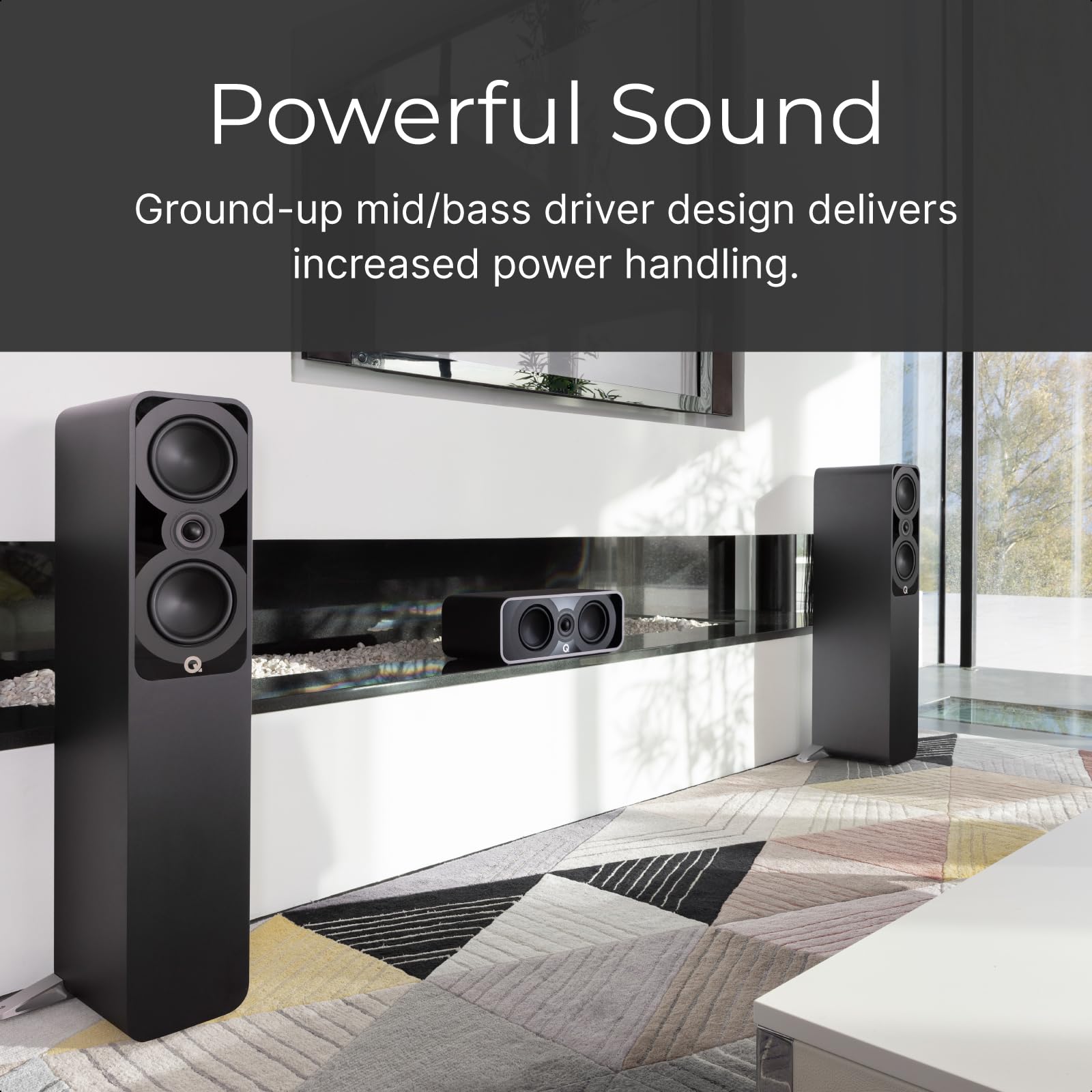 Q Acoustics 5040 Floorstanding Speaker Satin White (Single Speaker)   2 X 5 Mid/Bass Drivers, 1'' Tweeter   Stereo System For Ho