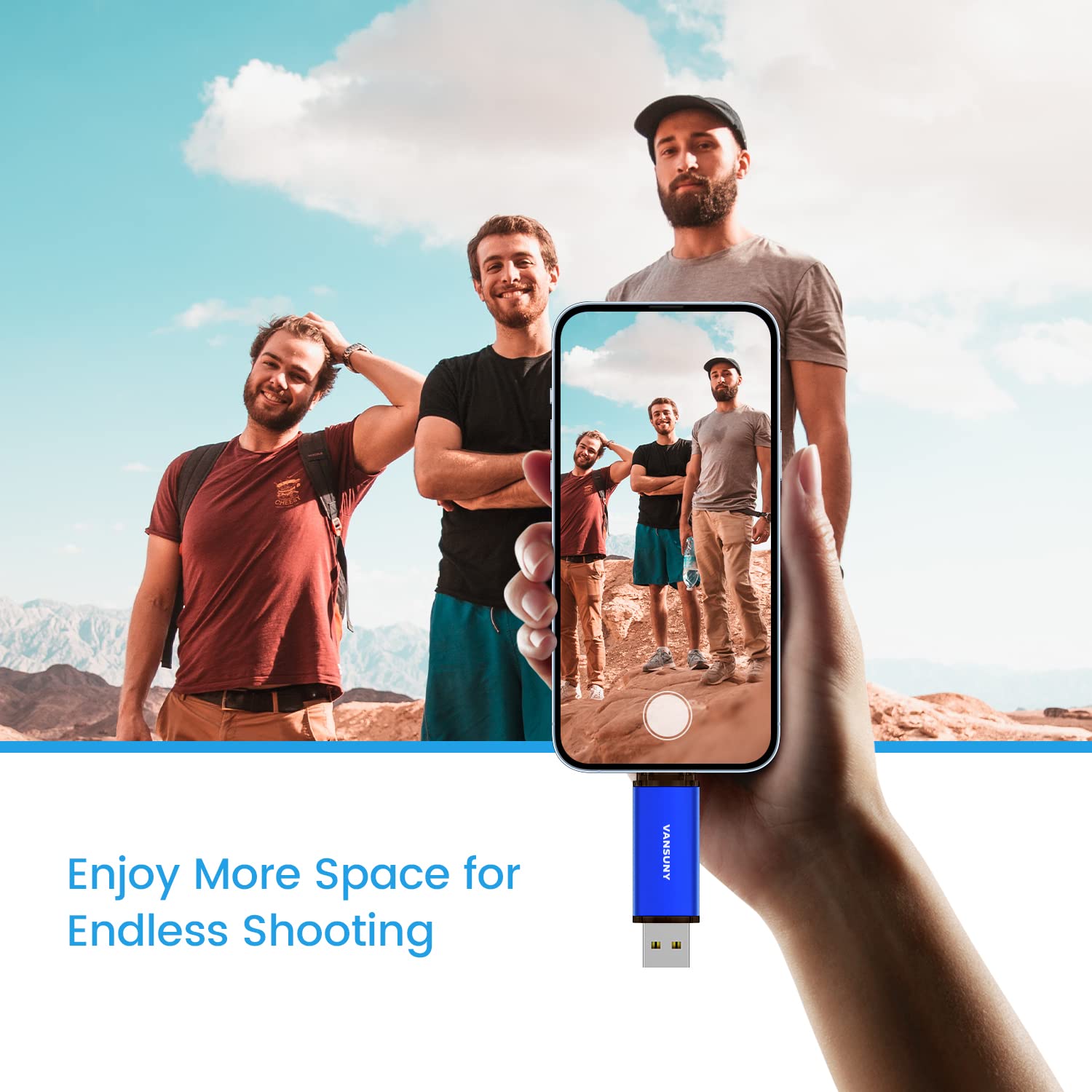 Vansuny 64Gb 5 Pack Usb Type C Flash Drives 2 In 1 Dual Flash Drive Usb A + Usb C Otg Flash Drive For Android Smartphone Tablet Computer Laptop (Blue)