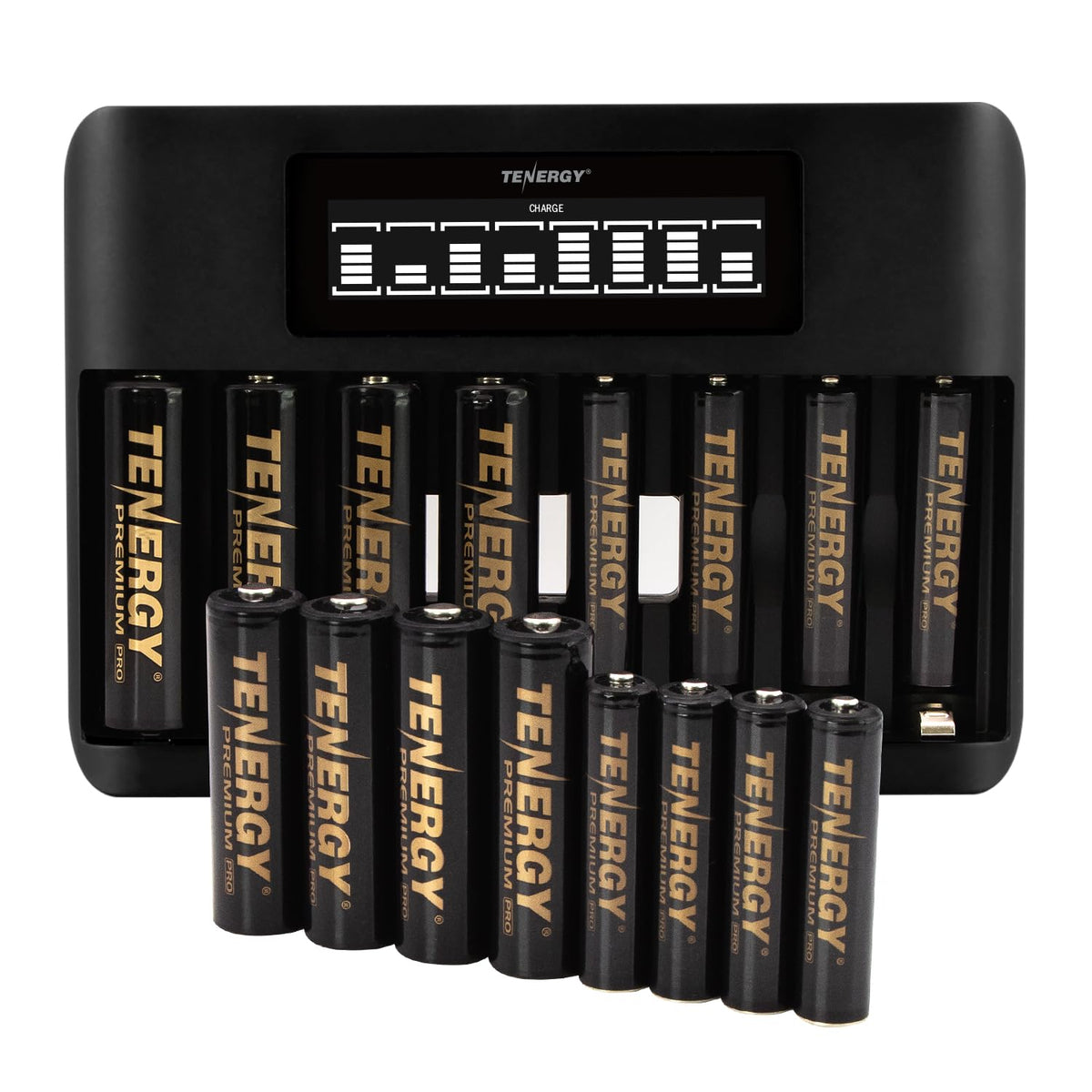 Tenergy Tn480U 8 Bay Lcd Display Fast Charger With 8 Pack Aa And 8 Pack Aaa Premium Pro Rechargeable Batteries