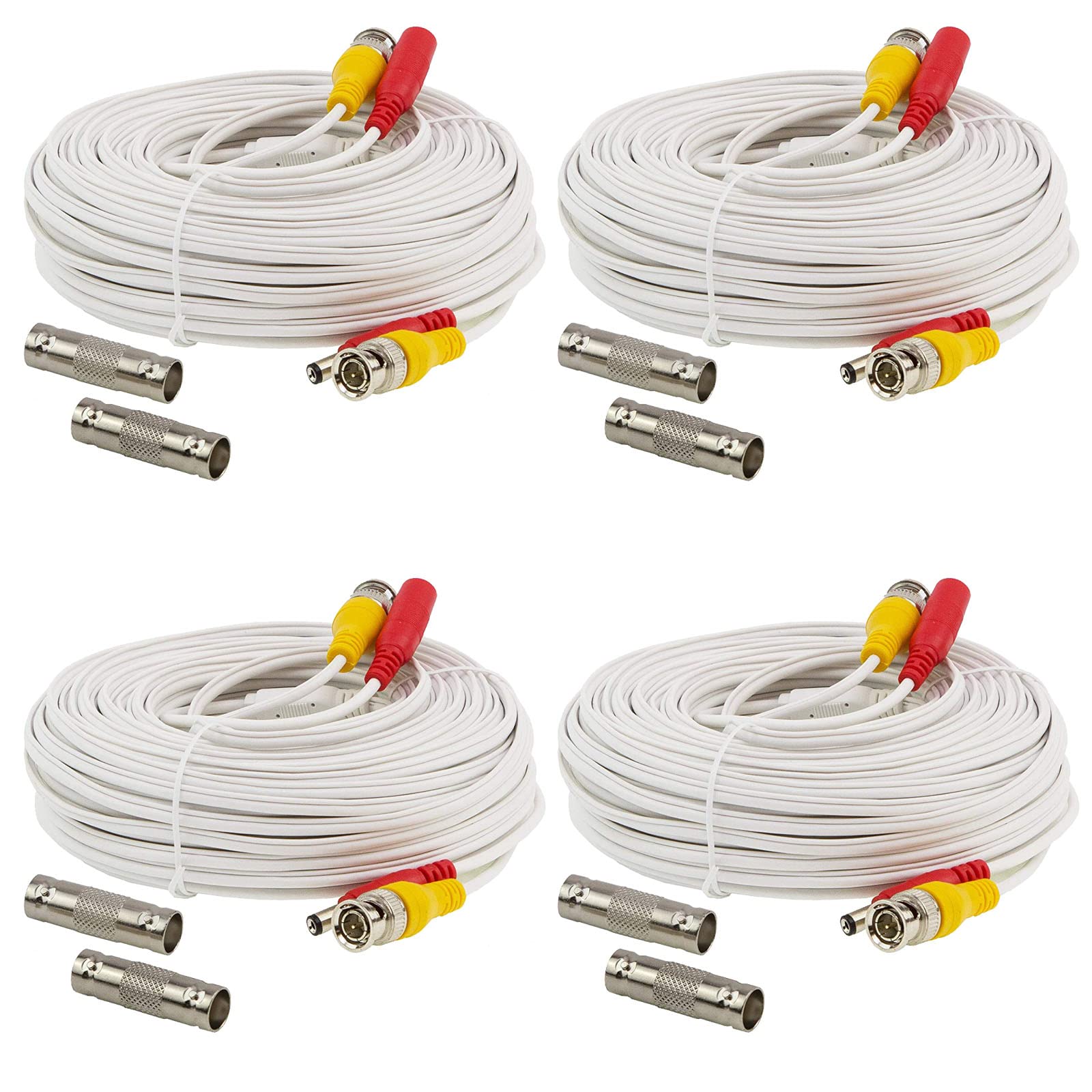 60Ft Bnc Video Power Cable, Bnc Extension Wire Cord With Connectors All In One Premade Siamese Cable For Surveillance Cctv Secur