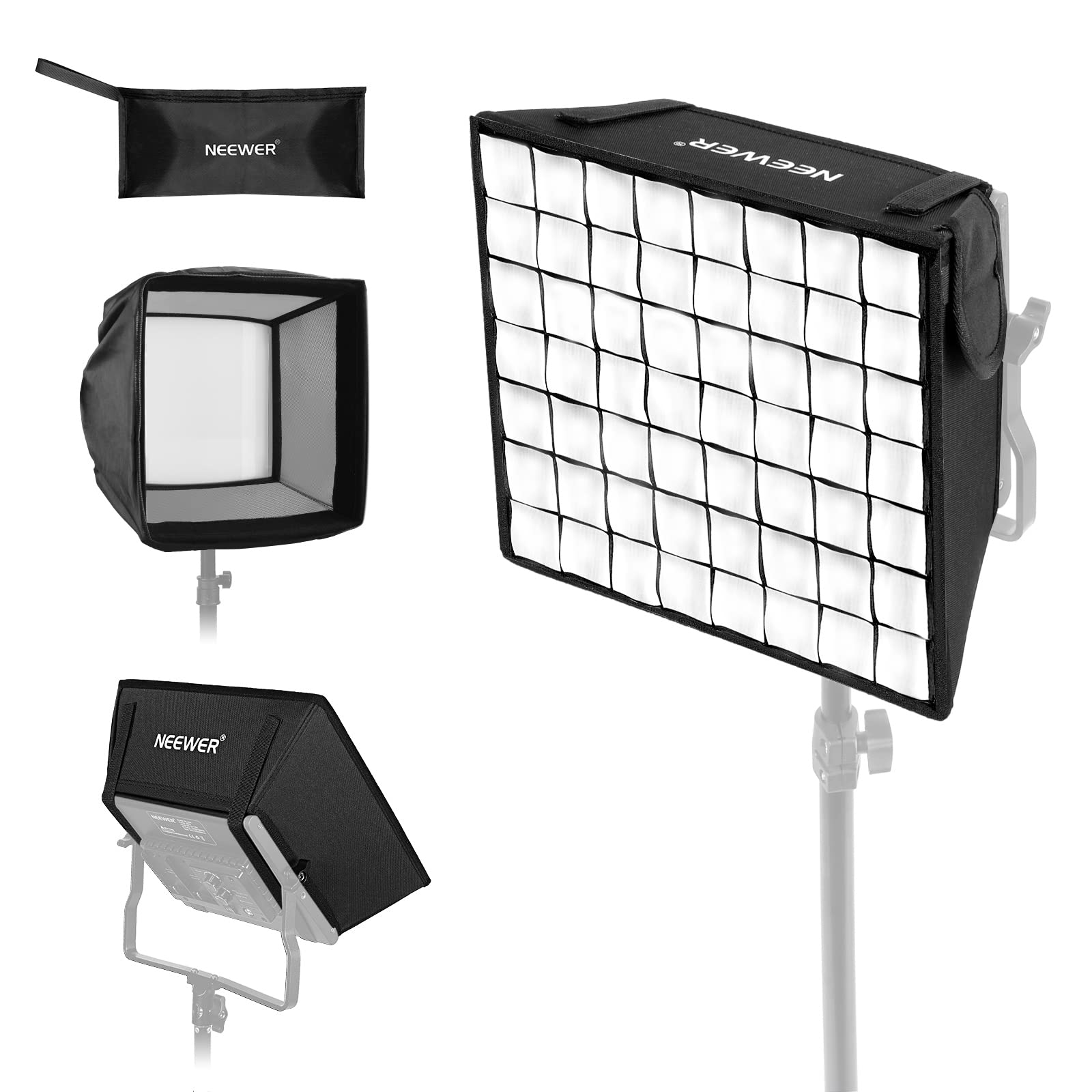Neewer 12.2''X11.4'' Foldable Softbox Diffuser With Grid And Bag For Nl660/Snl660/Rgb660/Rgb660 Pro/Rgb660 Pro Ii Led Video Ligh