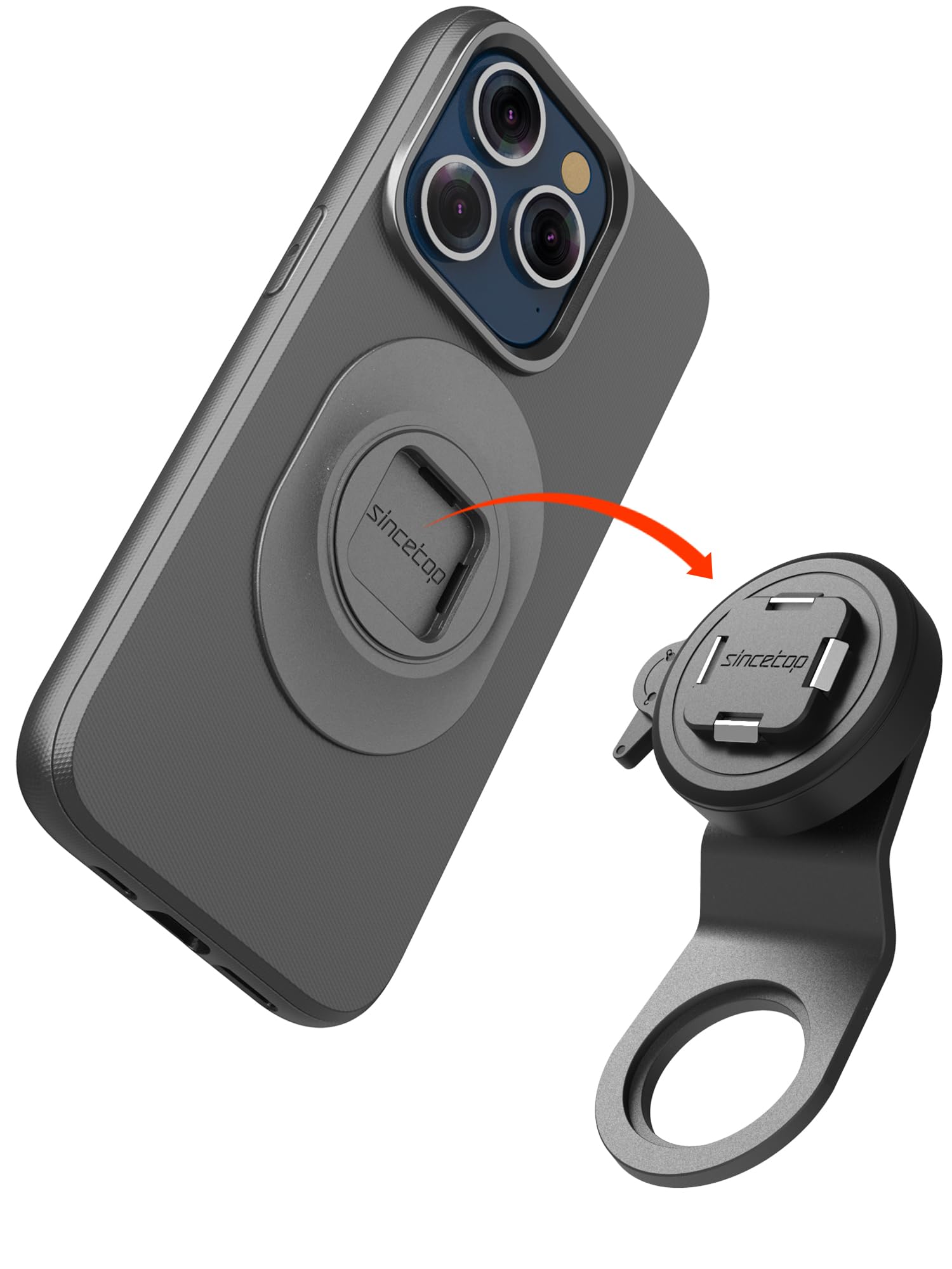 Sincetop Bike Phone Mount - Mountain Bicycle Stem Phone Holder - Series Q [ Quad ] - Quick Lock & Release - Aluminum Handlebar C