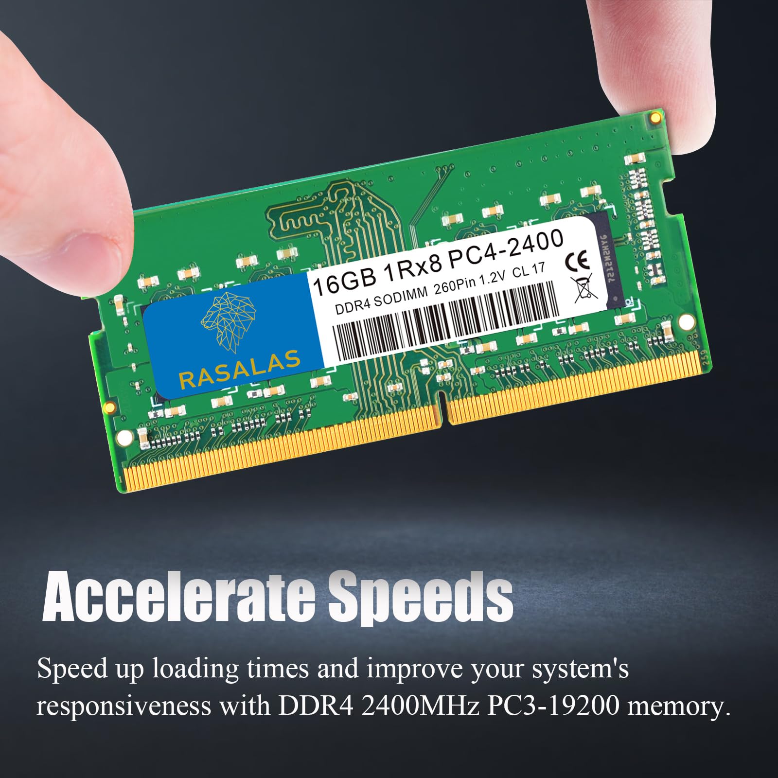 Rasalas 16Gb Ddr4 2400Mhz (Ddr4 2400) Pc4 19200 (Pc4 2400T) Non Ecc Unbuffered 1.2V Cl17 1Rx8 Single Rank 260 Pin Sodimm Laptop
