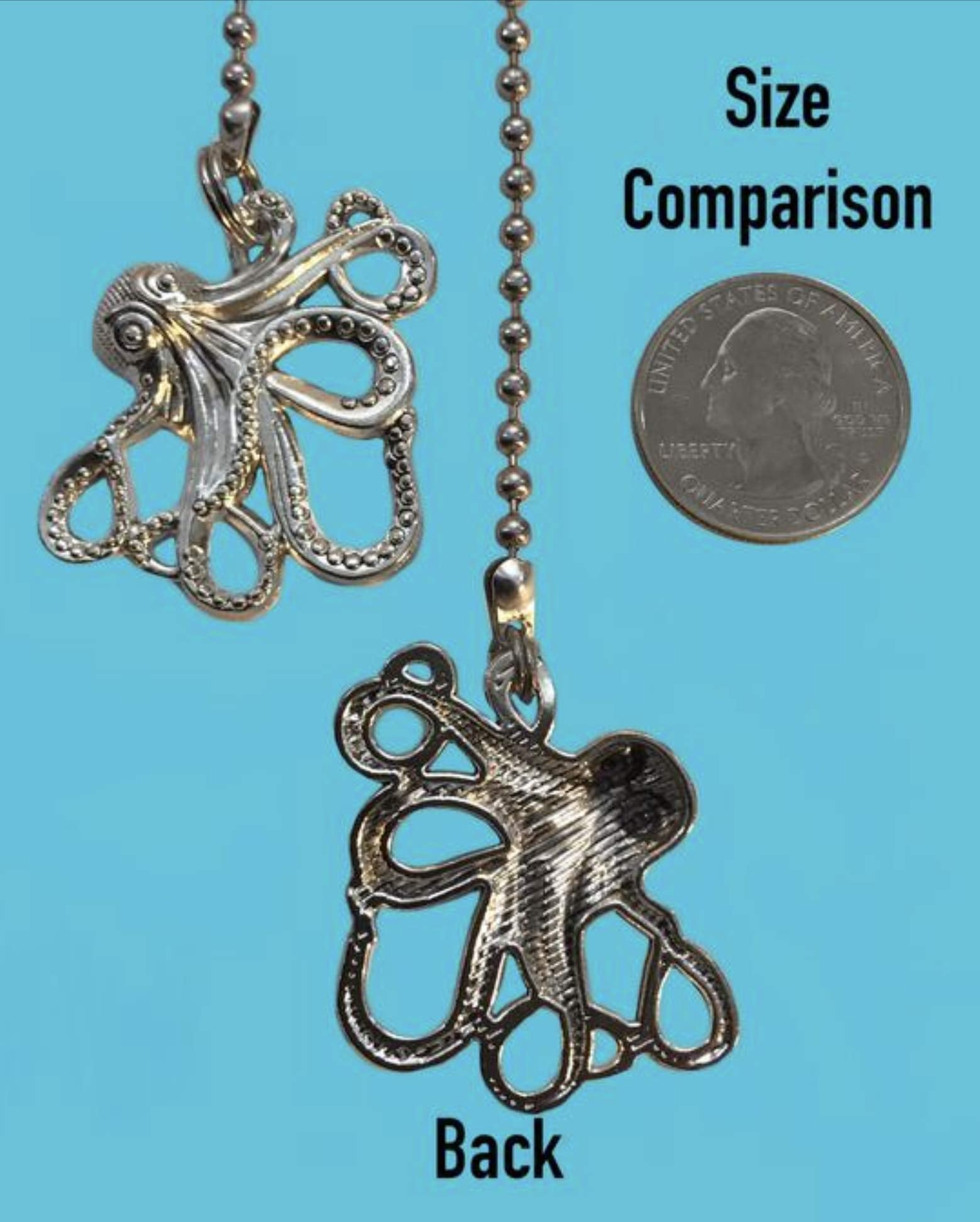 Octopus Fan Light Pull Chain Replacement Set Silver Tone 3.2Mm