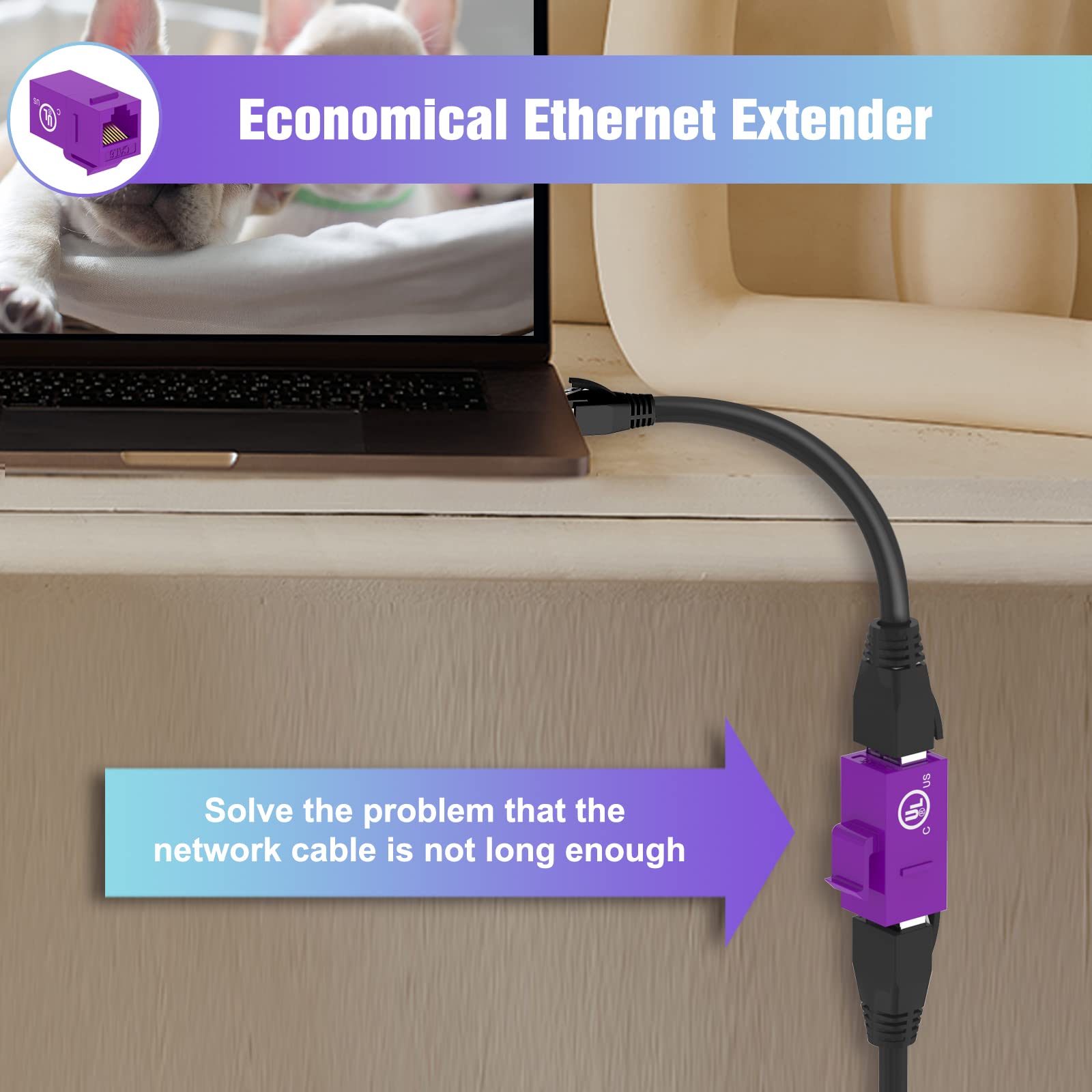VCE RJ45 Cat6 Ethernet Keystone Inline Coupler UL Listed, Female to ...