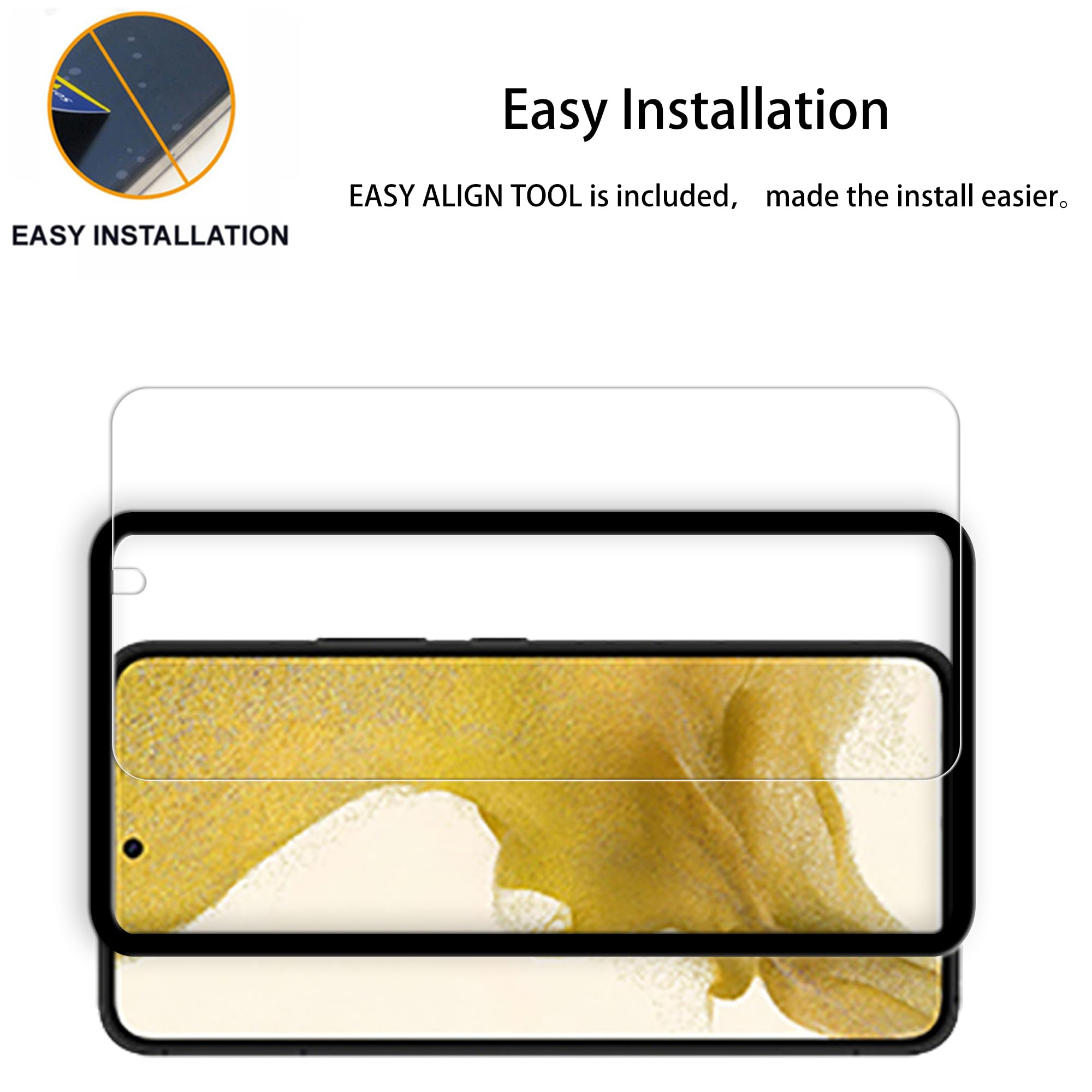 Hkkais Screen Protector For Samsung Galaxy S22+ / S22 Plus Tempered Glass 2 Pack Camera Lens Protector Film 2 Pack With Easy Ali