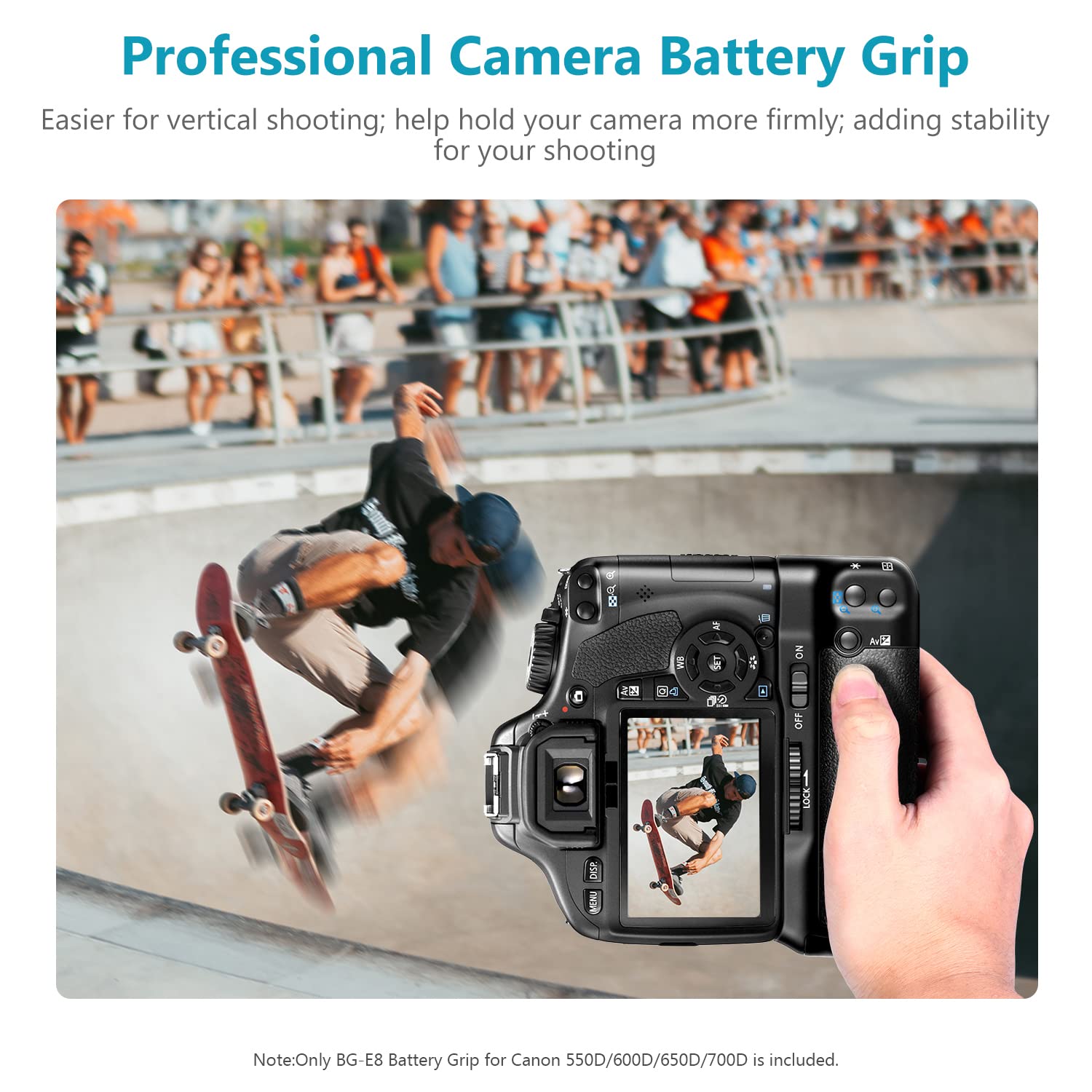 Neewer Bg-E8 Replacement Battery Grip For Canon Eos 550D 600D 650D 700D/ Rebel T2I T3I T4I T5I Slr Cameras