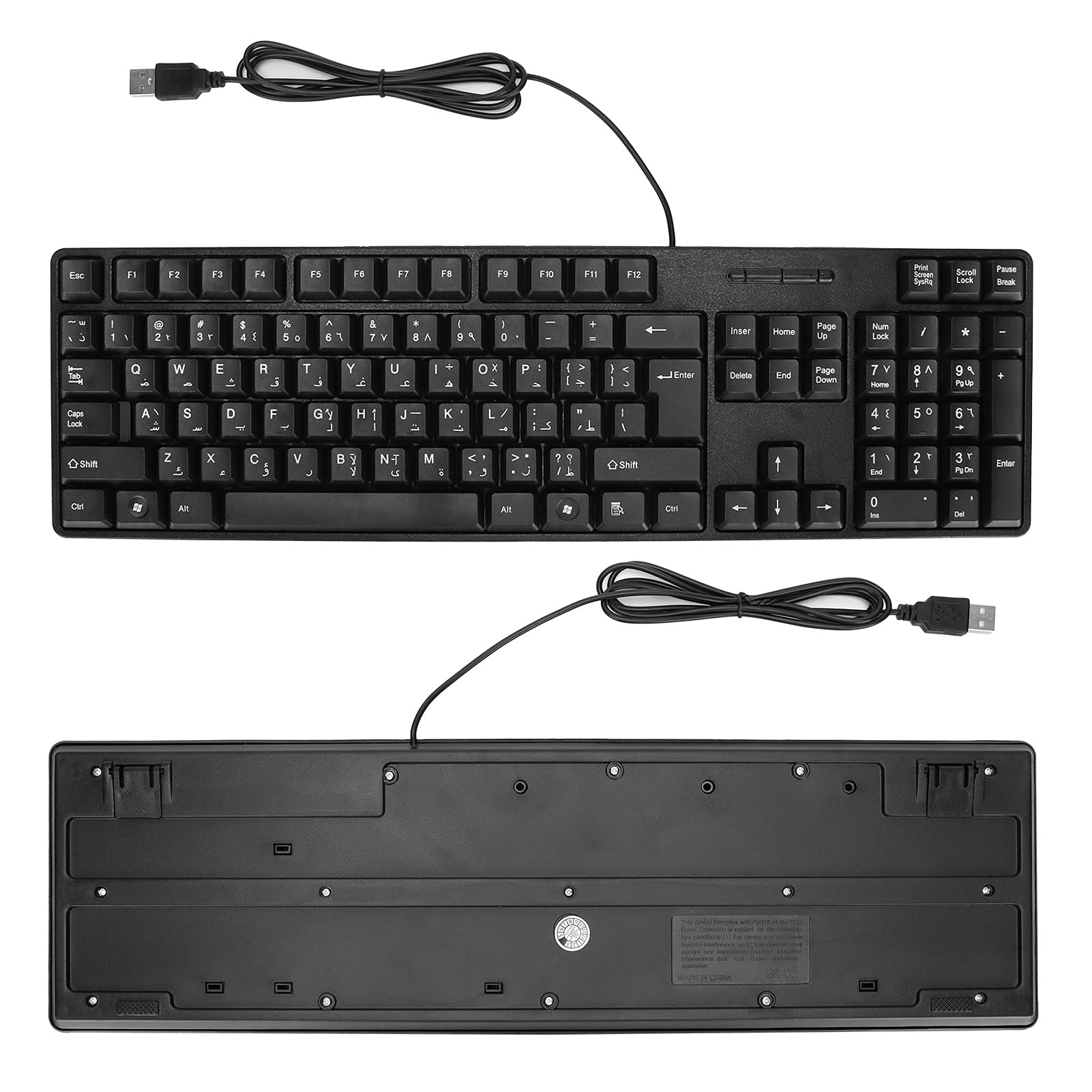 Kafuty 1 Mc 689 Usb Wired Computer Keyboard, Arabic Keyboard/English Pc Keyboard, Ergonomic Mechanical Keyboard For Office, Home