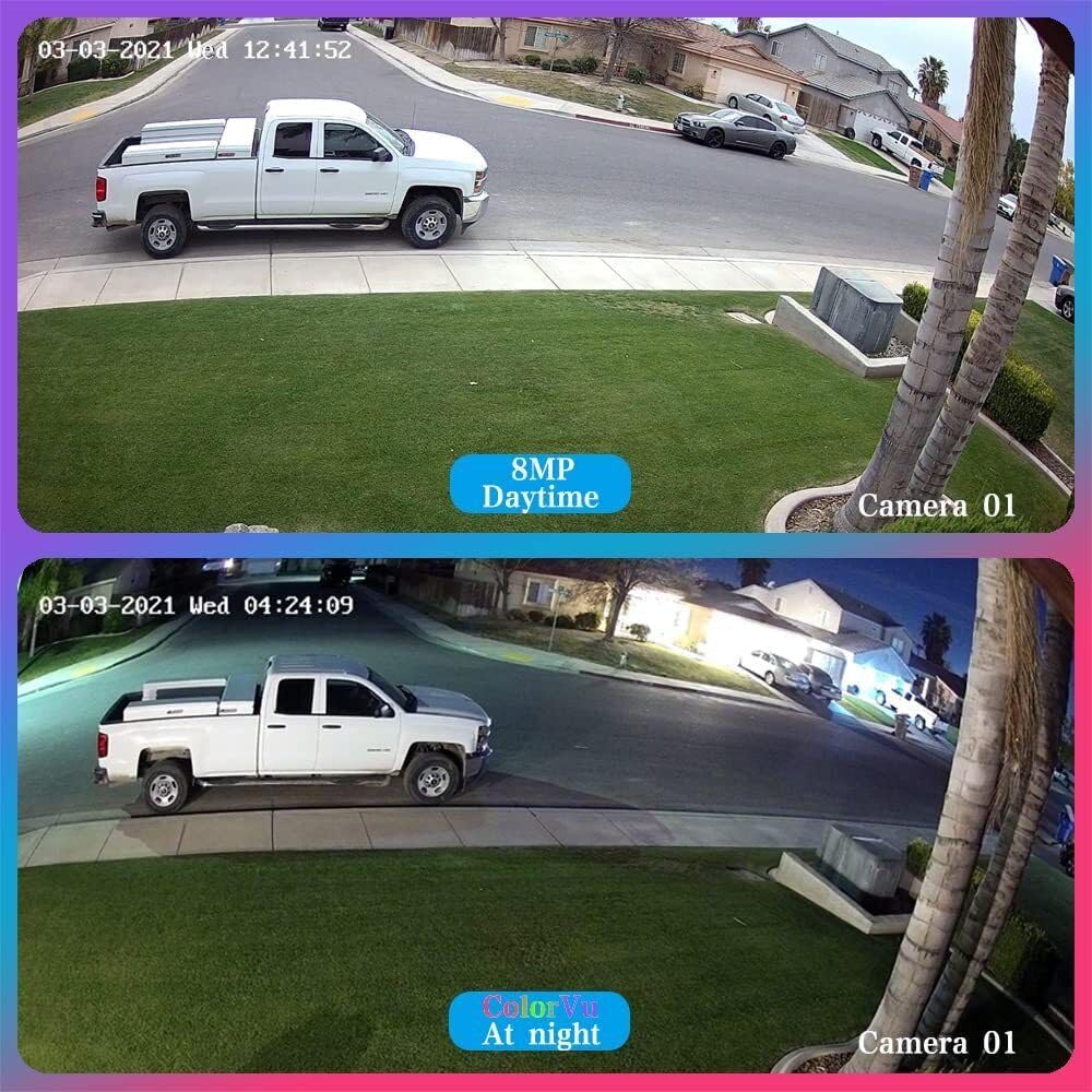 Vikylin 4K 8Mp Full Color Ai Turret Ip Poe Camera,F1.0 Aperture 98Ft Color Night Vision,Built In Mic,Human/Vehicle Detection,2.8