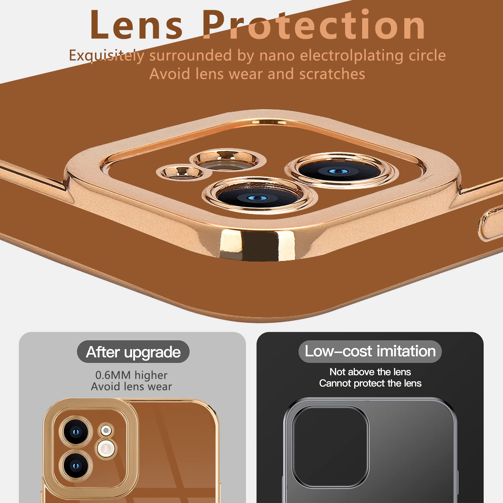 Lafunda Compatible With Iphone 11 Case Cute, Luxury Plating Case For Women Bling Gold Trim Aesthetic Soft Tpu Bumper Girly Cover