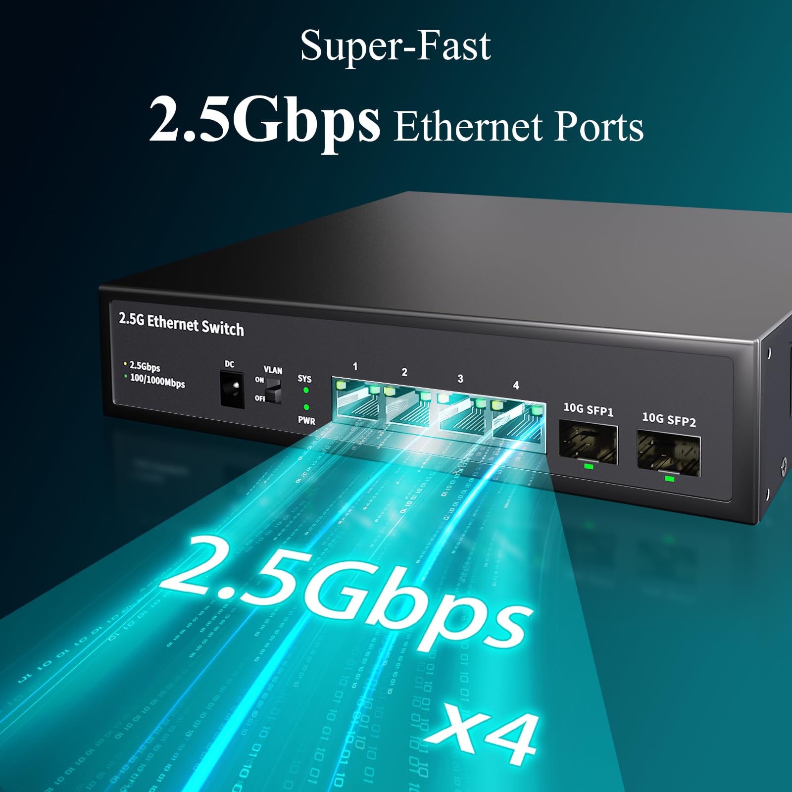 Steamemo 6 Port 2.5G Unmanaged Ethernet Switch, 4X 2.5G Base T Ports, 2X 10G Sfp, 60Gbps Switching Capacity, Compatible With 100