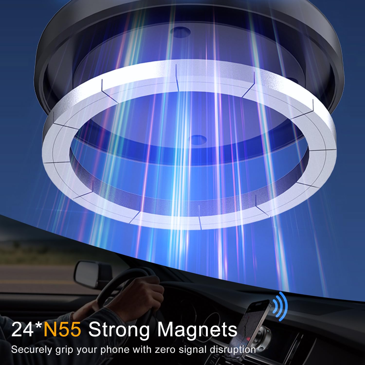 Jkoailiwi 360 Adjustable Vacuum Magnetic Phone Holder For Car, Hands-Free Electric Suction Cup Phone Mount For Car/Gym/Mirror/Sm