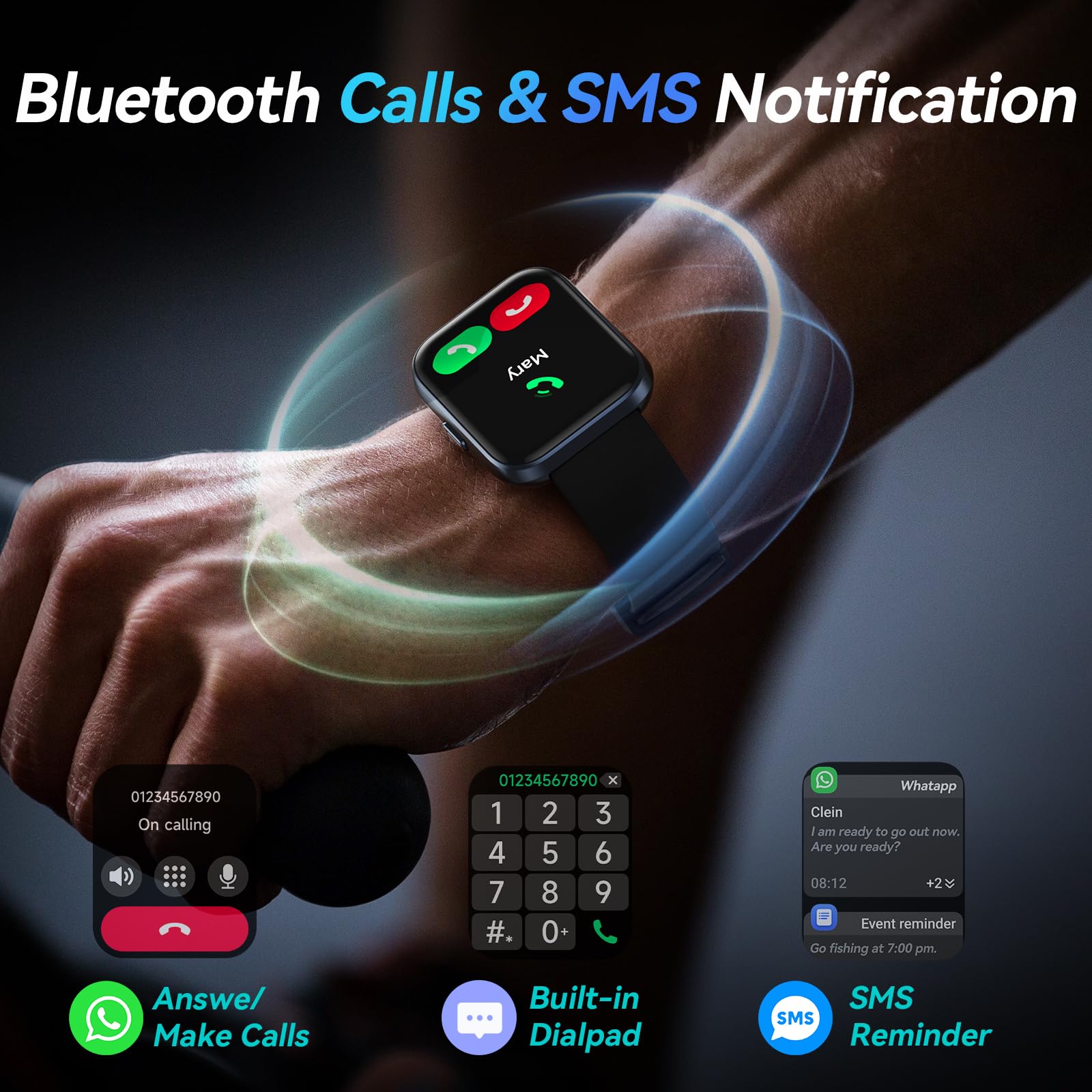 Smart Watches For Men Android & Iphone, 1.8 '' Alexa Built-In Smartwatches Fitness Tracker Watch With Bluetooth Calls, Ip68 Wate