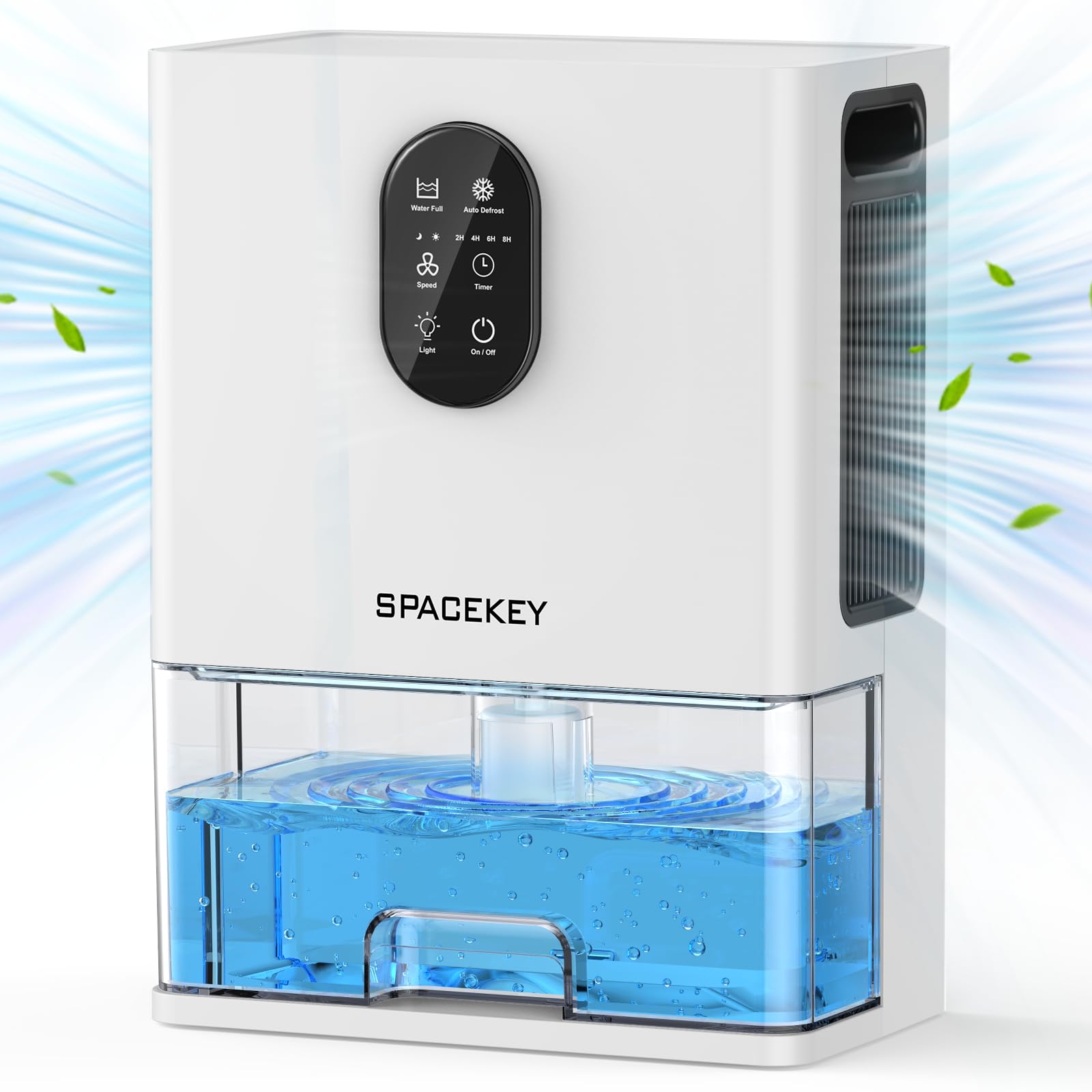 White 106 Oz Dehumidifier For Home  850 Sq.Ft, 7 Color Led Light, 2 Modes, Auto Shutoff & Defrost, Quiet