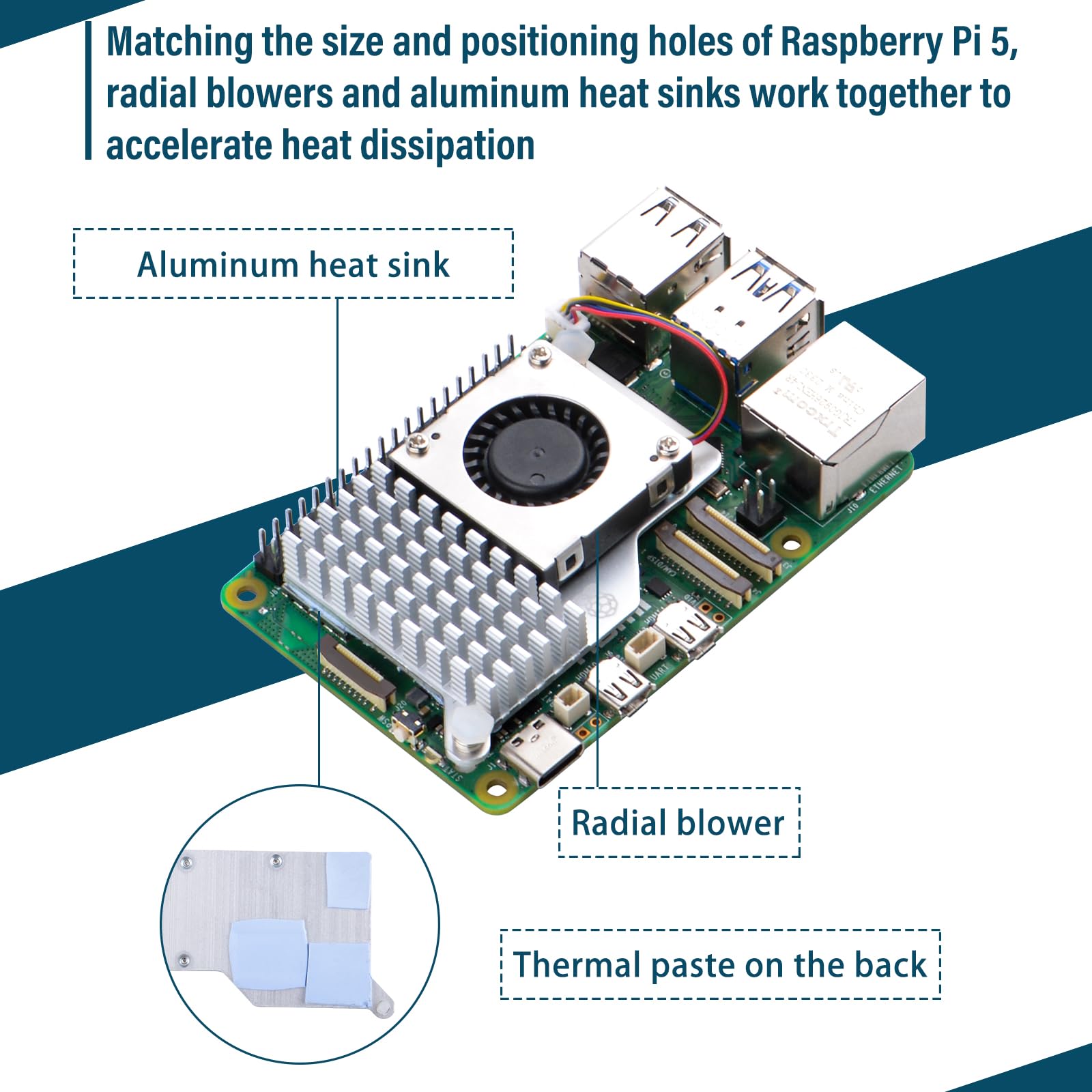 Geeekpi Metal Case With N04 Pcie M.2 Key M Nvme Ssd Pcie Peripheral Board For Raspberry Pi 5, With Raspberry Pi 5 Official Activ