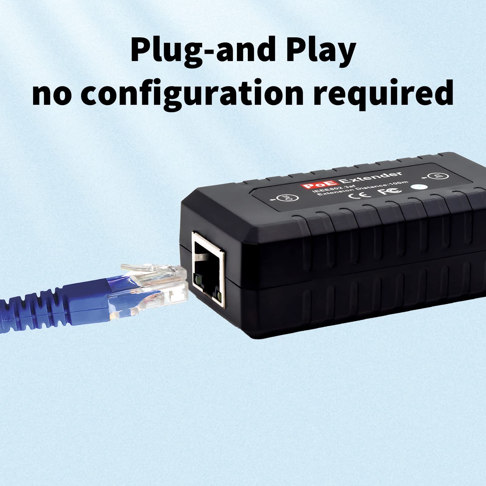 Poe Extender Ethernet Repeater 1 Port 10/100Mbps, Ieee802.3Af For Security Systems Ip Camera Poe Splitter, Ip Phone Network Poe