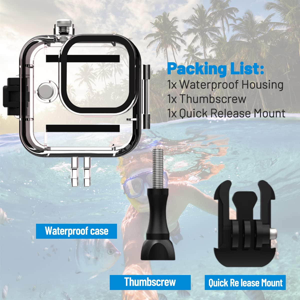 Waterproof Housing Case For Gopro Hero11Black Mini,131Ft/45M Diving Protective Housing Shell For Hero 11 Black Mini Action Camer