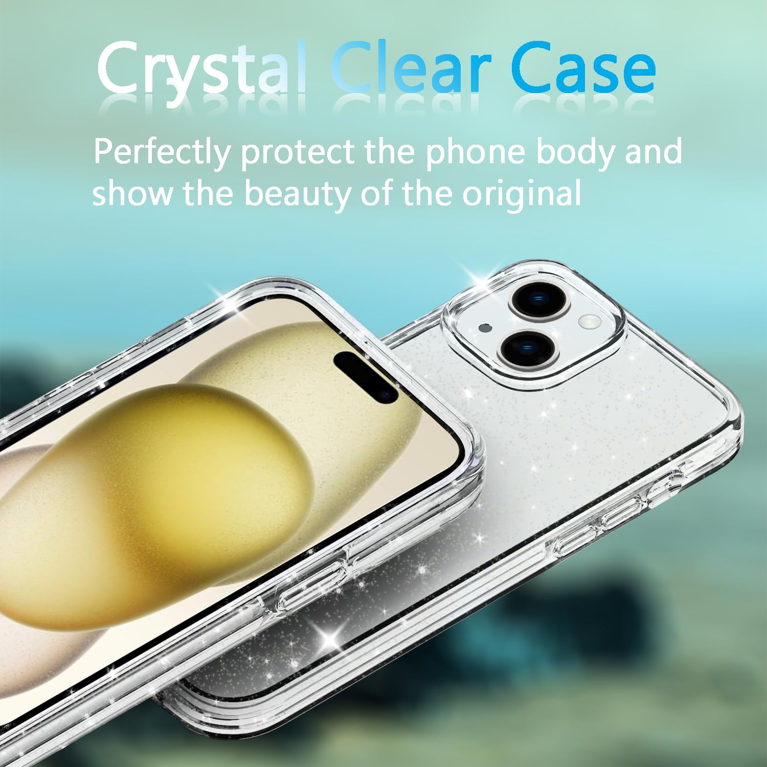 Tenoc Phone Case Compatible With Iphone 15, Glitter Case Clear Sparkling Protective Bumper Cute Cover For Girls Women