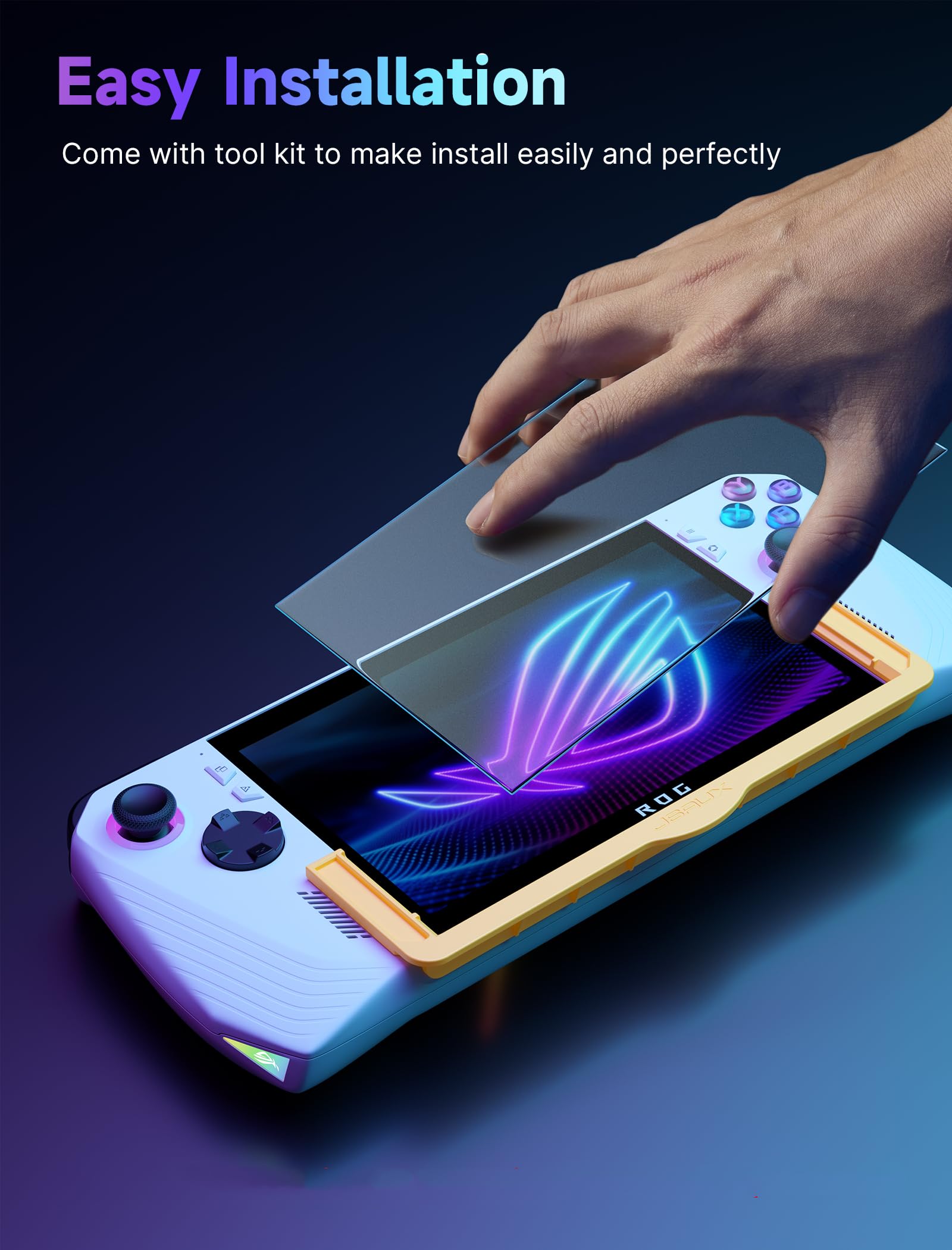 Jsaux Rog Ally Screen Protector 2 Pack, Anti Glare 9H Hardness Tempered Glass Screen Protector With Guiding Frame(Guiding Frame