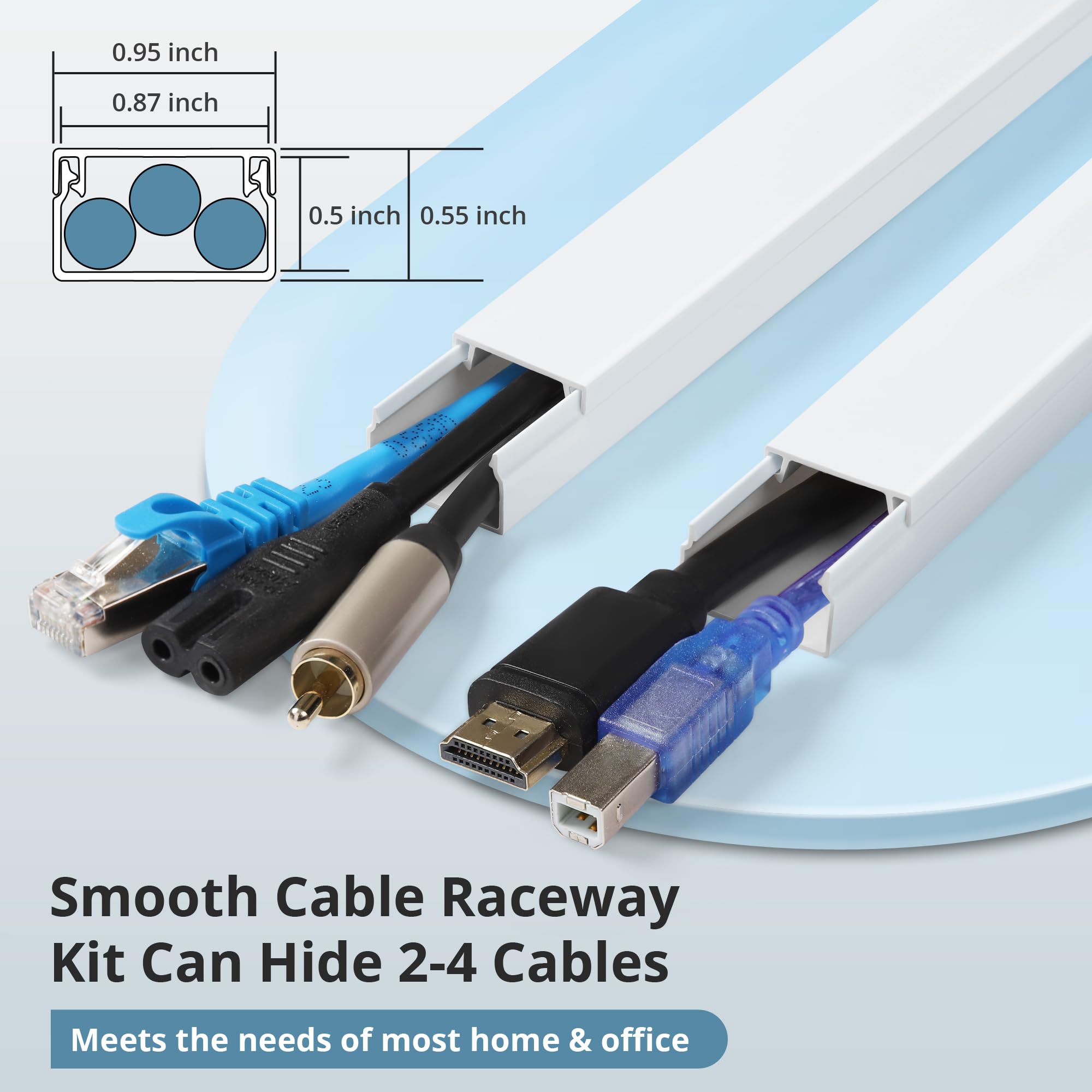 Cord Covers For Wires On Wall Extra Long, 13.12Ft Cord Hider Kit, Zhiyo Tv Cord Hider Cord Cover Wall, Paintable Cable Managemen