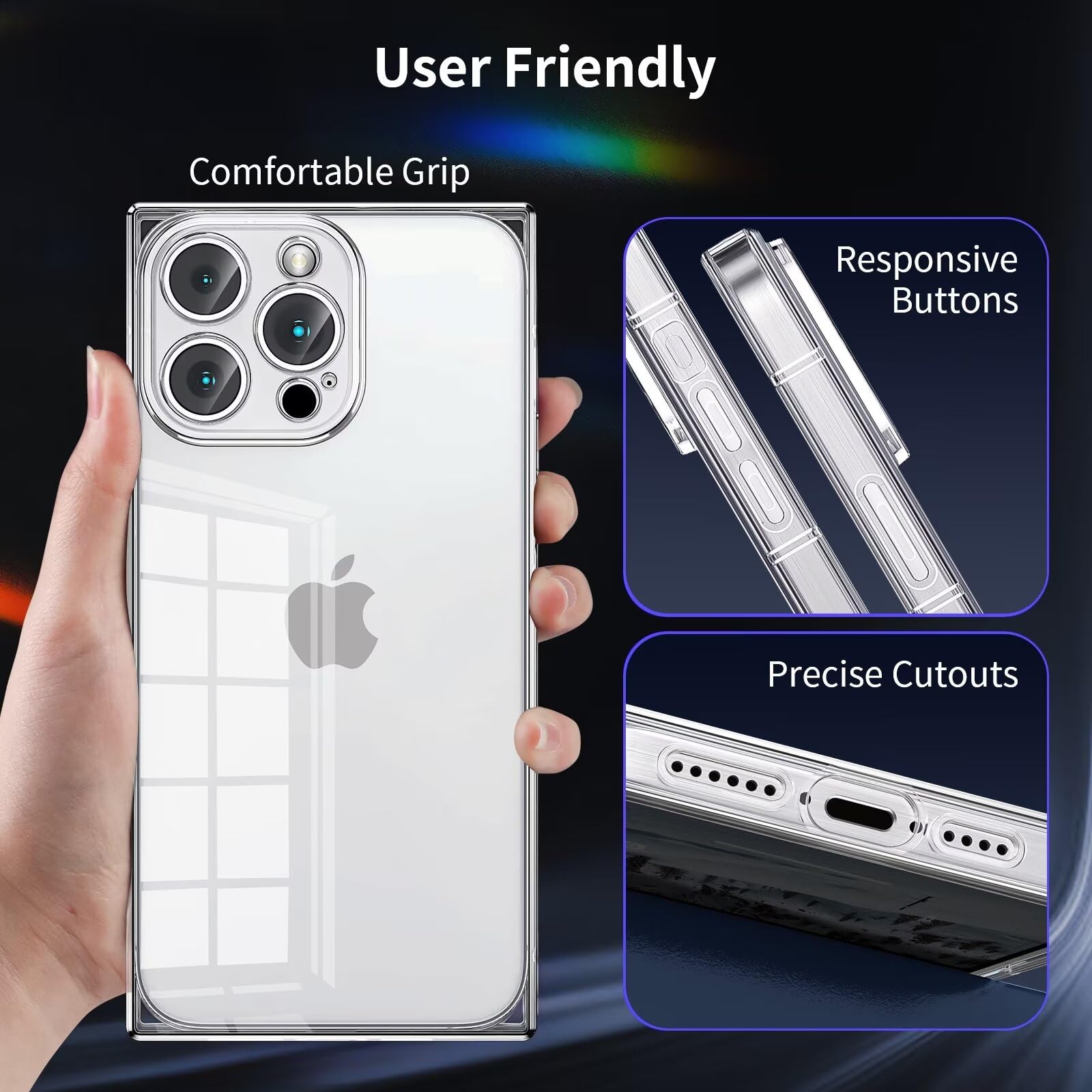 Tzomsze Case For Iphone 15 Pro Clear Case,Camera Protection & Reinforced Corners Tpu Cushion,Slim Silicone Shockproof Case Cover