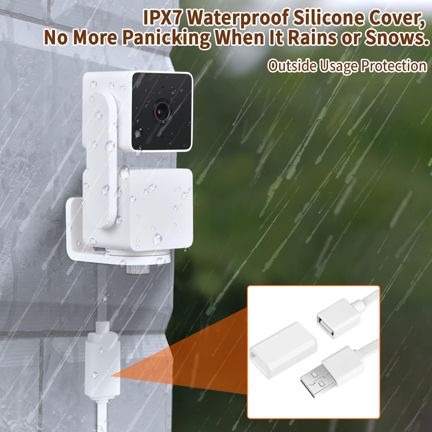 2Pack 25Ft/7.5M Usb Extension Cable Compatible With Wyze Cam Pan V3/V3 Pro/V2, Wyze Cam V4/V3, Wyze Cam Og, Wyze Cam V2, Waterpr