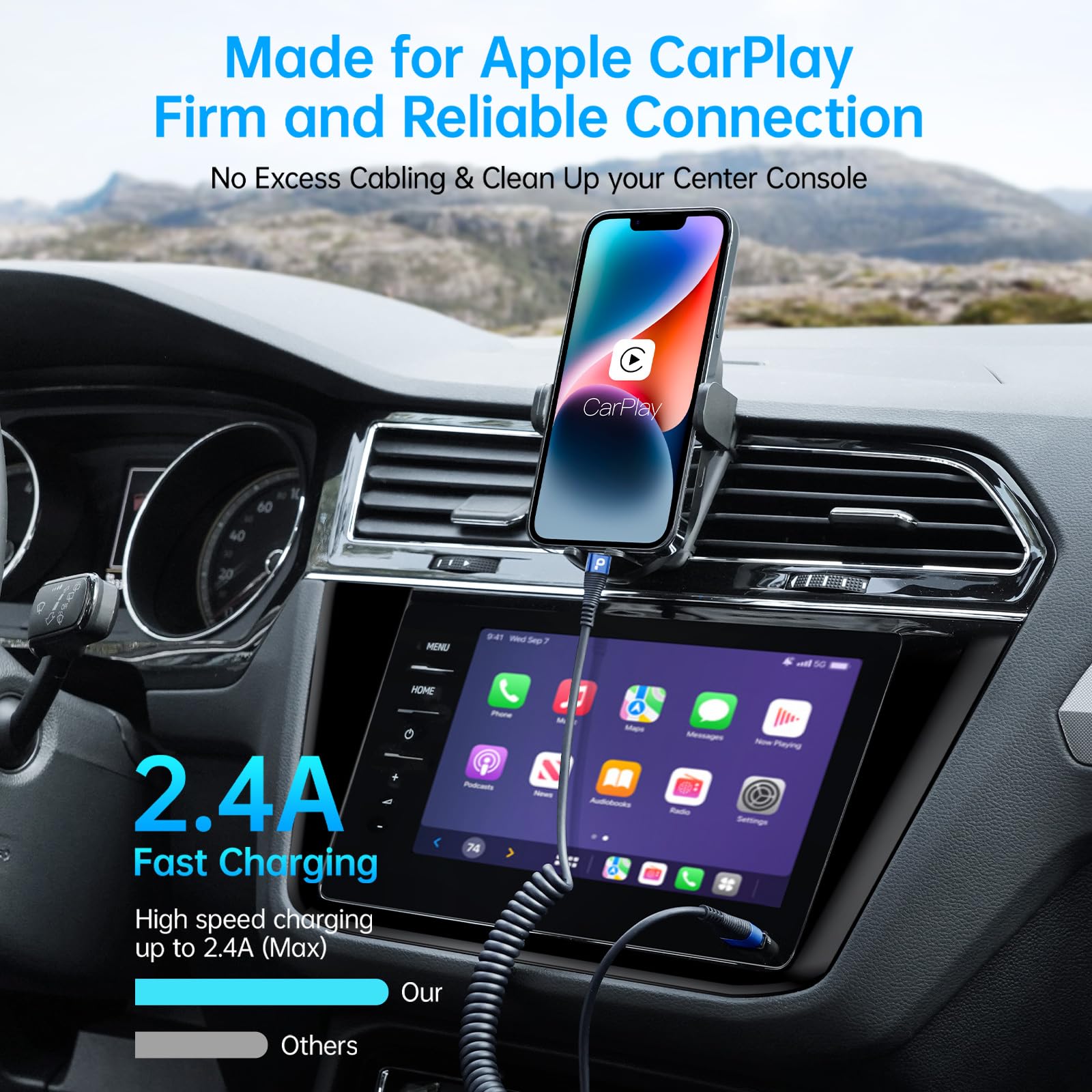 Iphone Charger Cable For Car 3Ft, 2Pack Coiled Lightning Cable, [Apple Mfi Certified] Retractable Charging Cord Compatible With