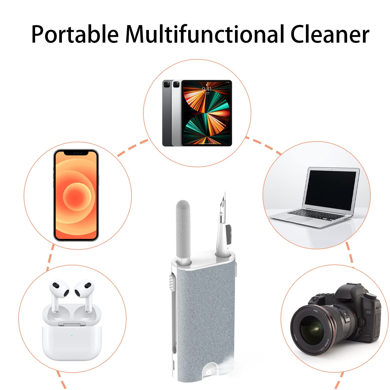 5 In 1 Electronic Cleaner Kit  Portable Cleaning Kit For Airpods/Earbuds/Phone/Camera/Watch/Laptop,With Cleaning Pen And Spray B