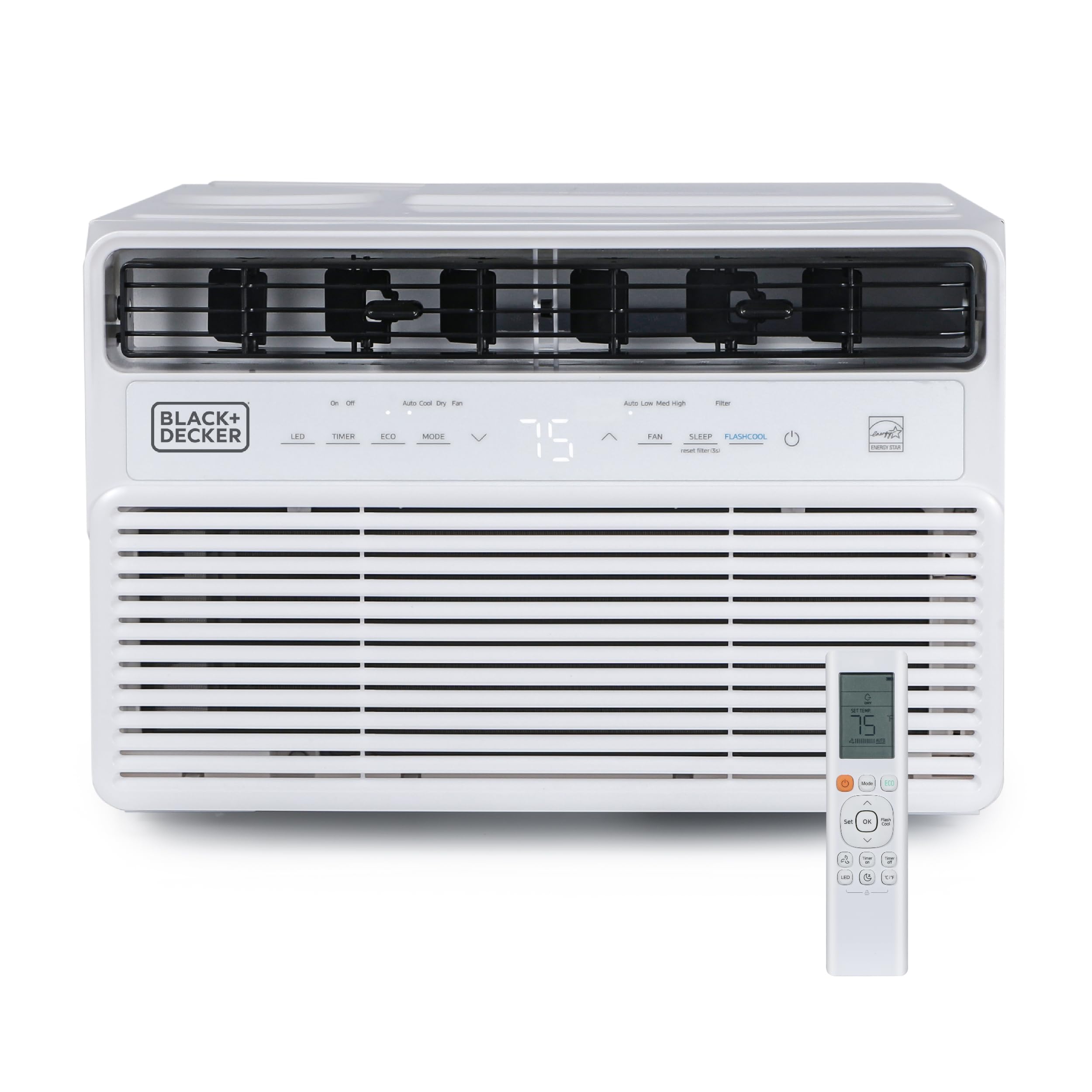 BLACK+DECKER 8,000 BTU Inverter Window Air Conditioner, Window AC Units for Up To 350 Sq. Ft., ENERGY STAR Rated AC Unit, Full F