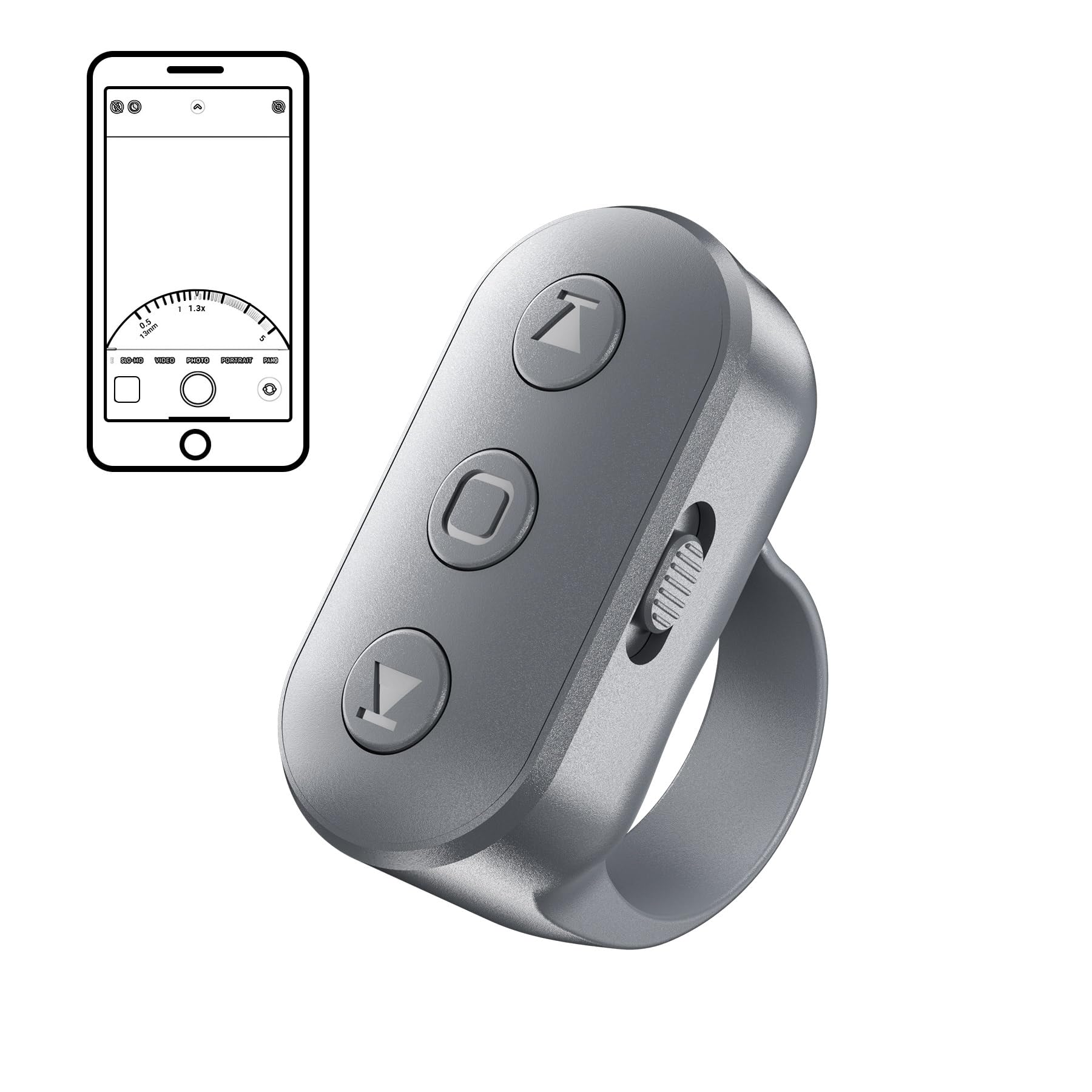 Phone Camera Ring Remote Control with Zoom in/Out, Rechargeable Shutter with Front/Rear Camera Switch for iPhone Android iPad, H