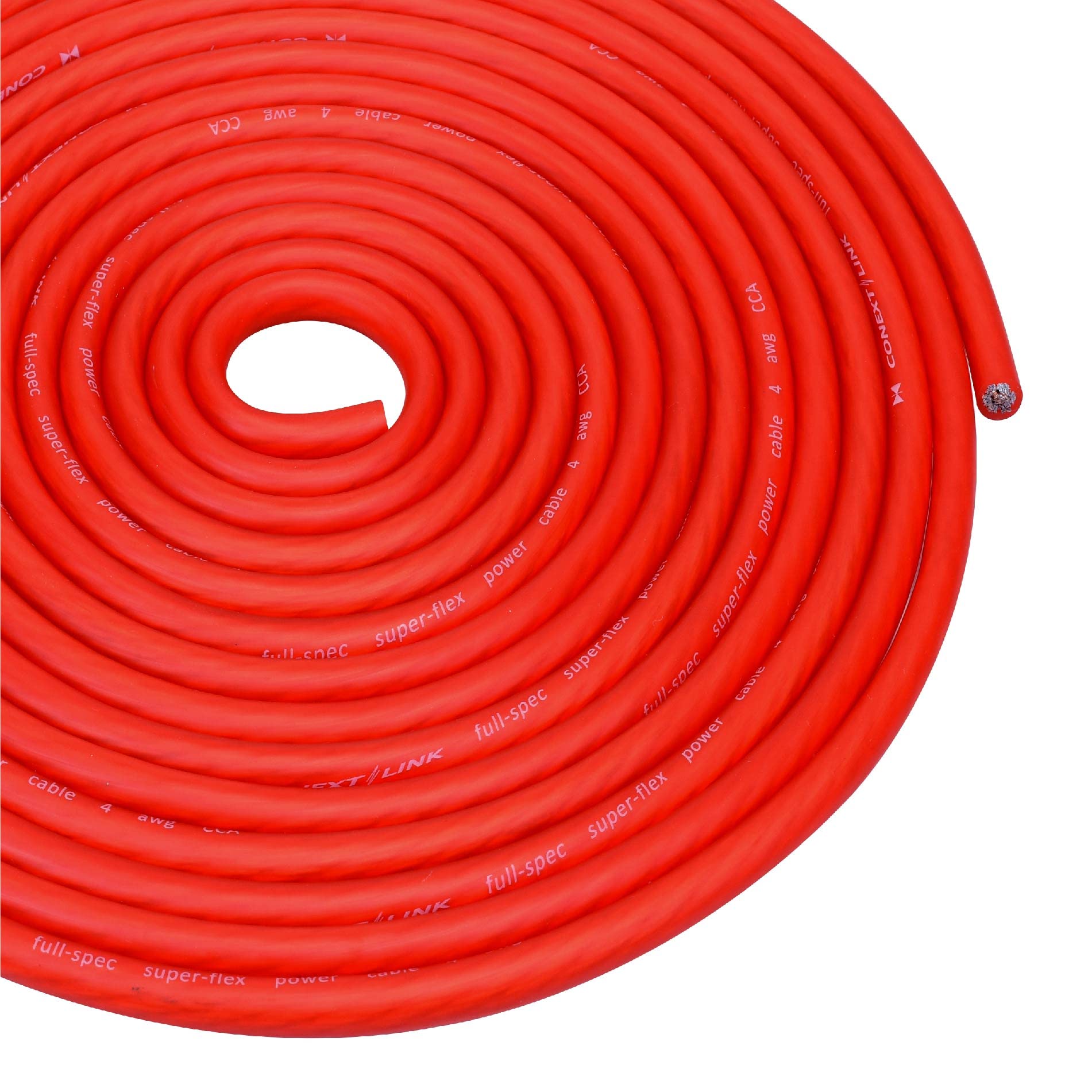 Conext Link 5 ft 4 GA Gauge AWG Car Amplifier Battery Power Cable Ground Wire CCA Frost Red