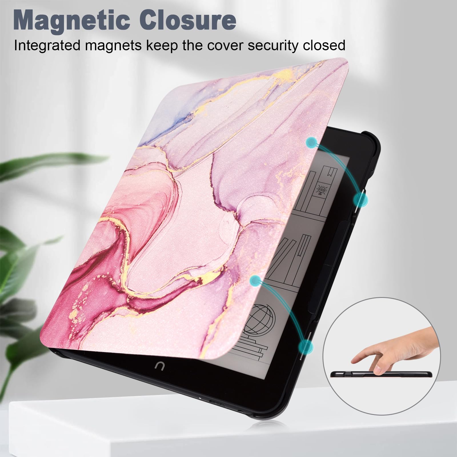 Caweet Case For Nook Glowlight 4 Plus 7.8'' 2023 Release, Ultra Lightweight Pu Leather Shell Cover With Magnetic Closure, Dreamy