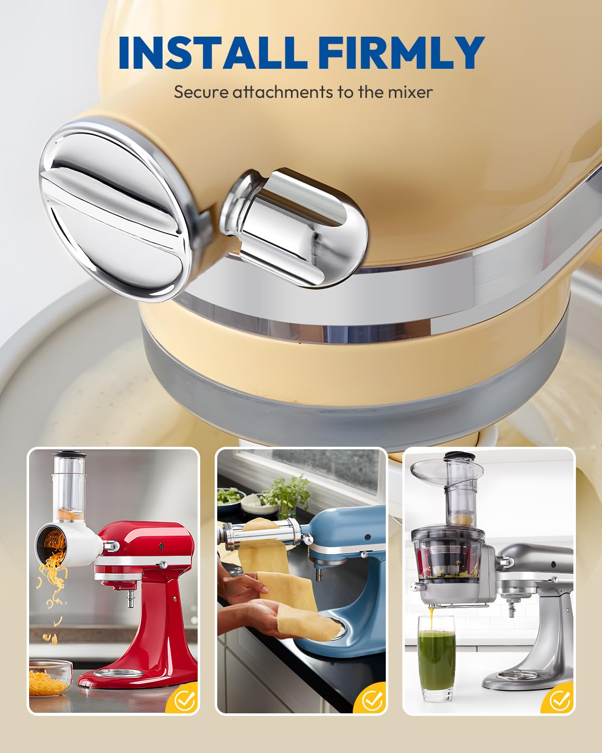 Attachment Knob Thumb Short Screw Fit For Kitchenaid Mixers With Screw On Hup Cap, Upgraded 6061 Aluminum Long Screw Head Knob R