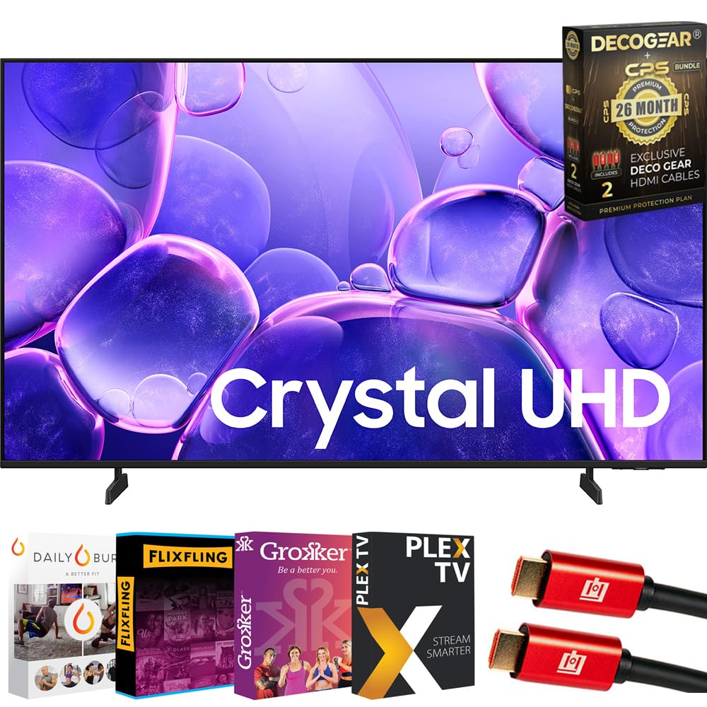 Samsung 55'' Crystal Uhd U8000F 4K Smart Tv (2025) | Cps Exclusive 26 Month Protection, 2X Hdmi Cables, Premiere Movies Streamin