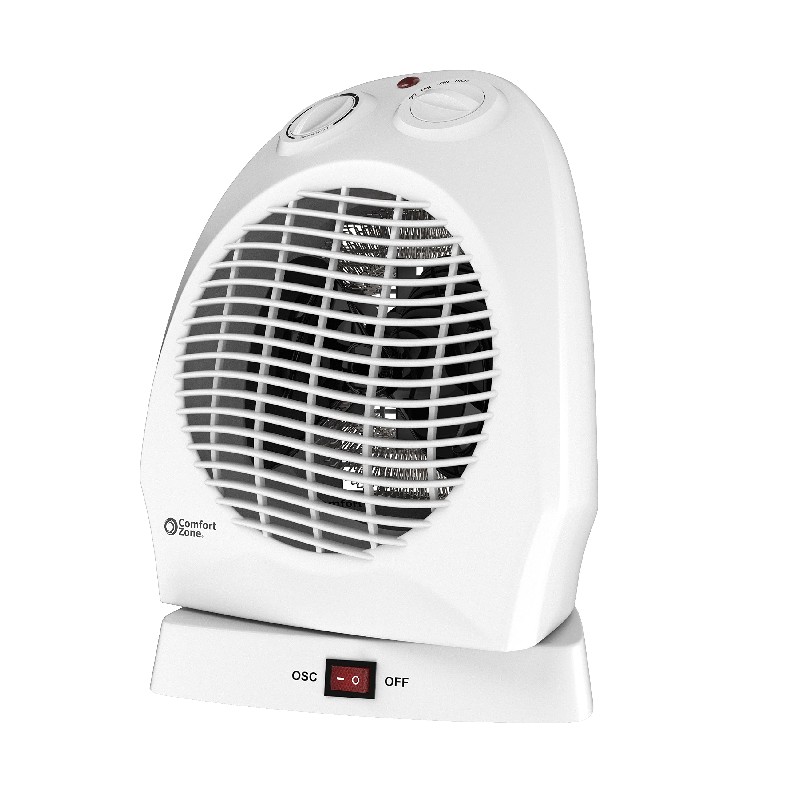 Comfort Zone Oscillating Space Heater With Adjustable Thermostat, Desktop, Fan Forced, Portable, Overheat Sensor, Tip Over Switc