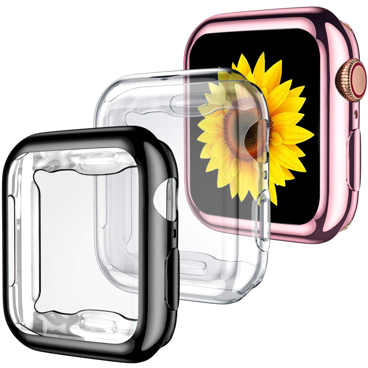 Geak 3 Pack Compatible With Apple Watch Case 41Mm, Soft Tpu Hd High Sensitivity Protective Case Cover With All Around Anti Fall