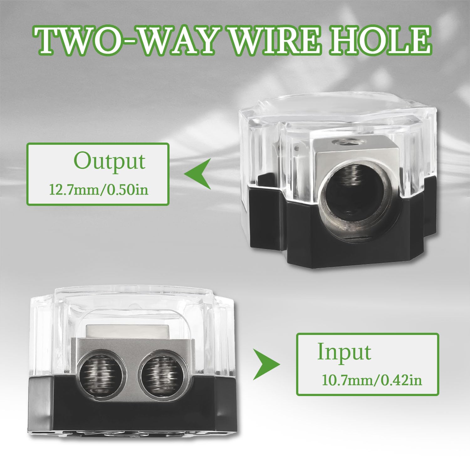 Bojack 2 Way Power Distribution Connecting Block 1X0/2/4 Gauge Input 2X4/8 Gauge Output Power Distribution Block For Car Amplifi