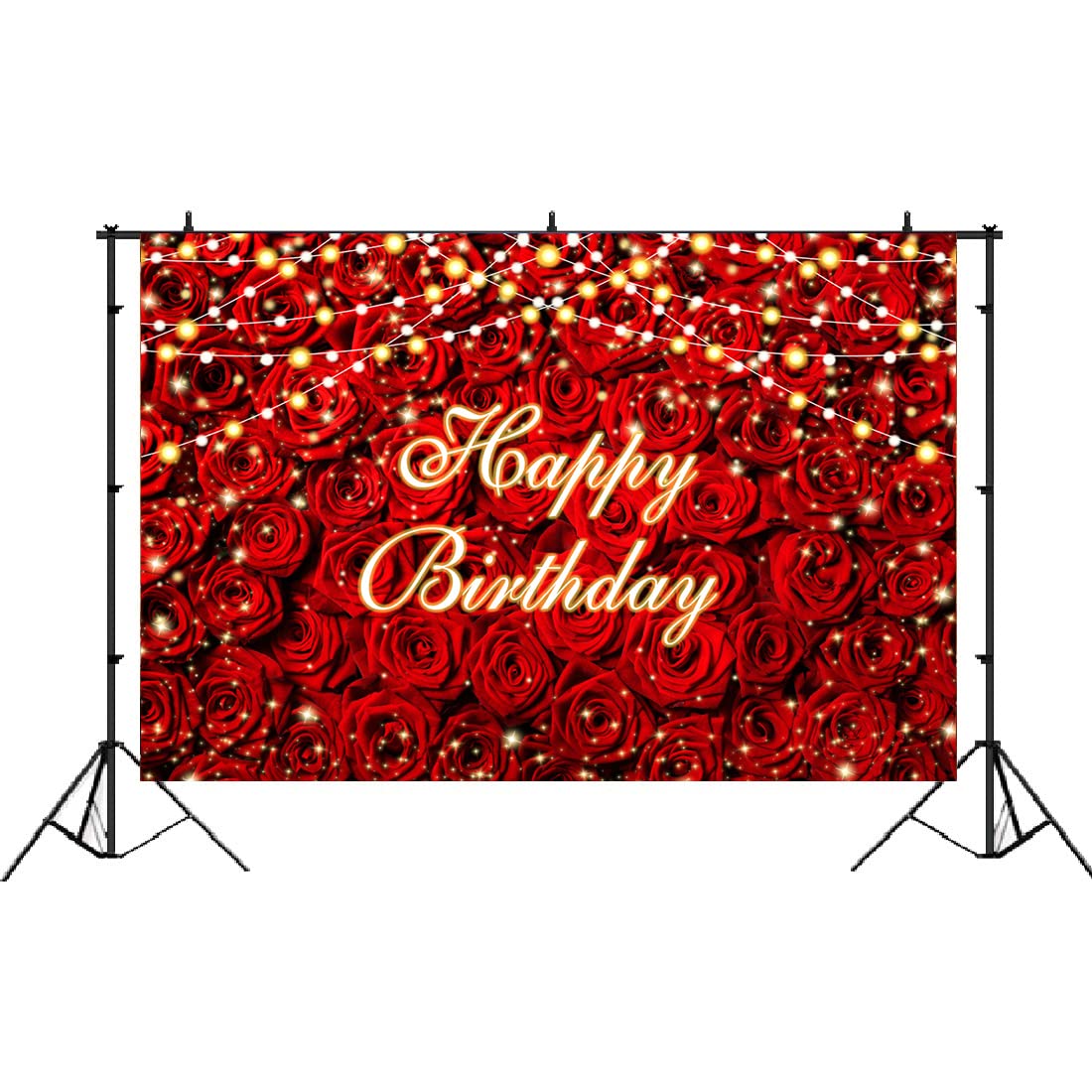 Lofaris Red Rose Flower Happy Birthday Backdrop Rose Floral Wall Adults Women Birthday Background Sweet 16 Happy 30Th 40Th 50Th