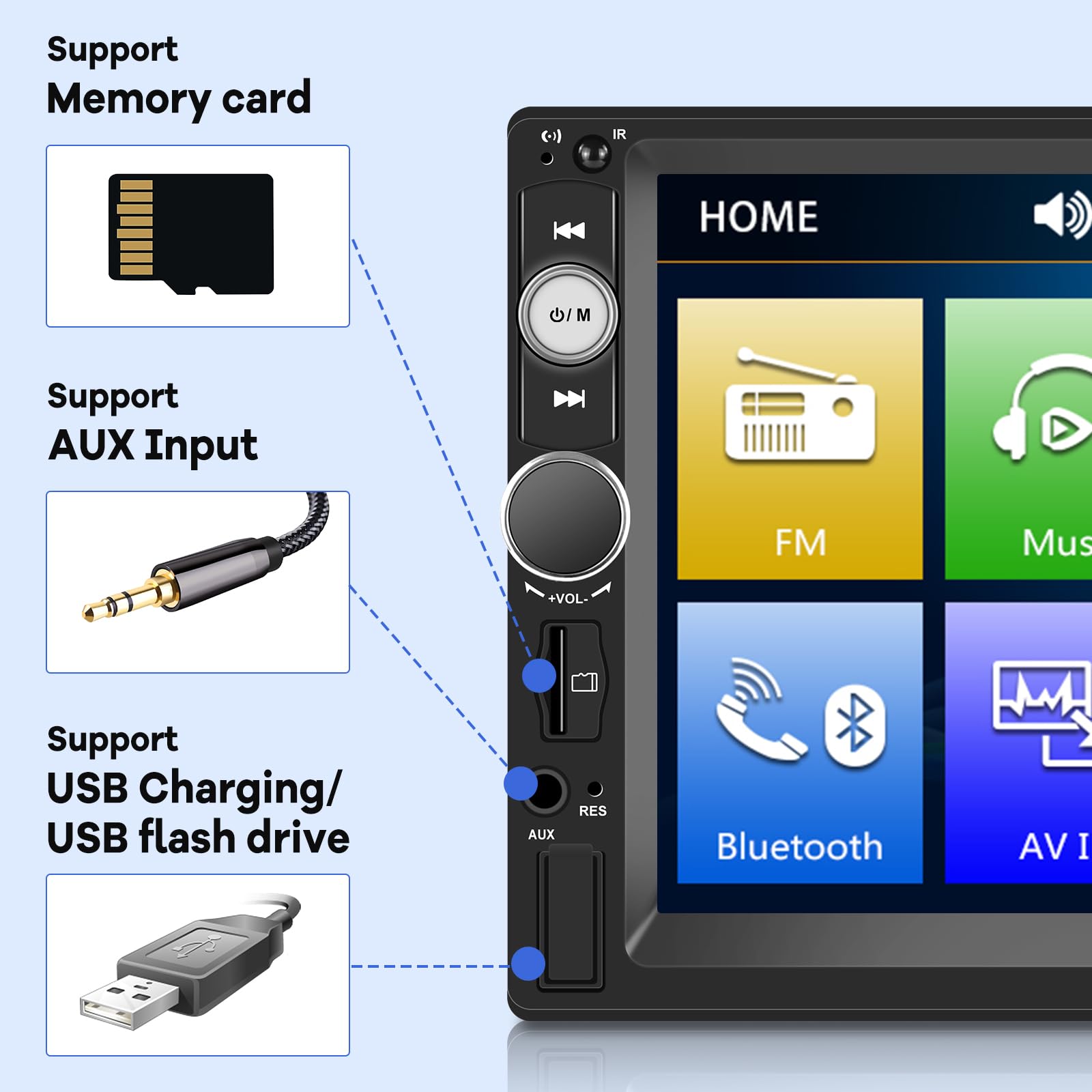 Double Din Car Stereo With Reverse Camera 7 Inch Touch Screen 2 Din Car Radio Support Mirror Link Bluetooth Swc Fm Aux In Tf Car