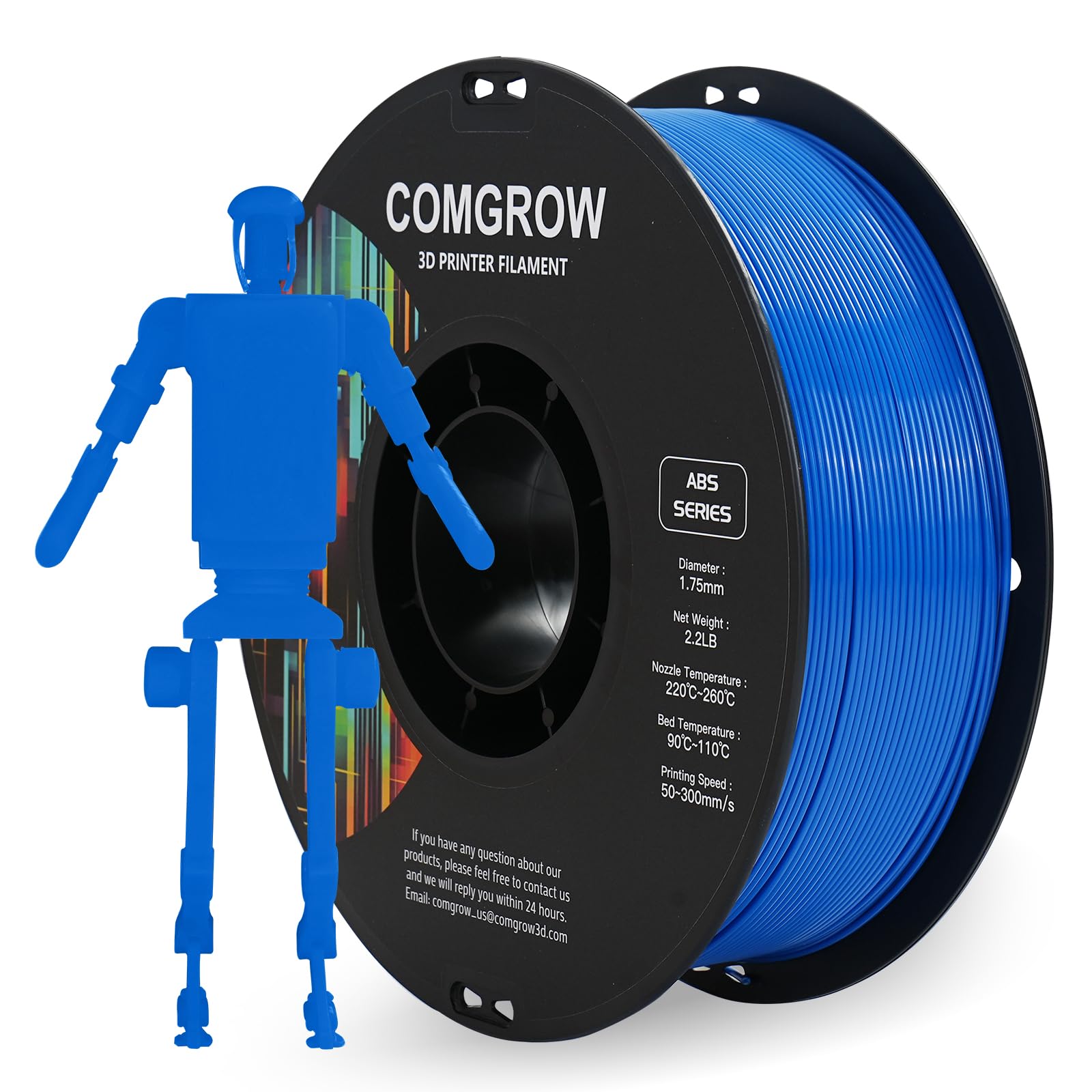 Comgrow ABS 3D Printer Filament 1.75mm, Heat Resistant 3D Printing Filament 1.75mm, Strong and Durable, Dimensional Accuracy +/-