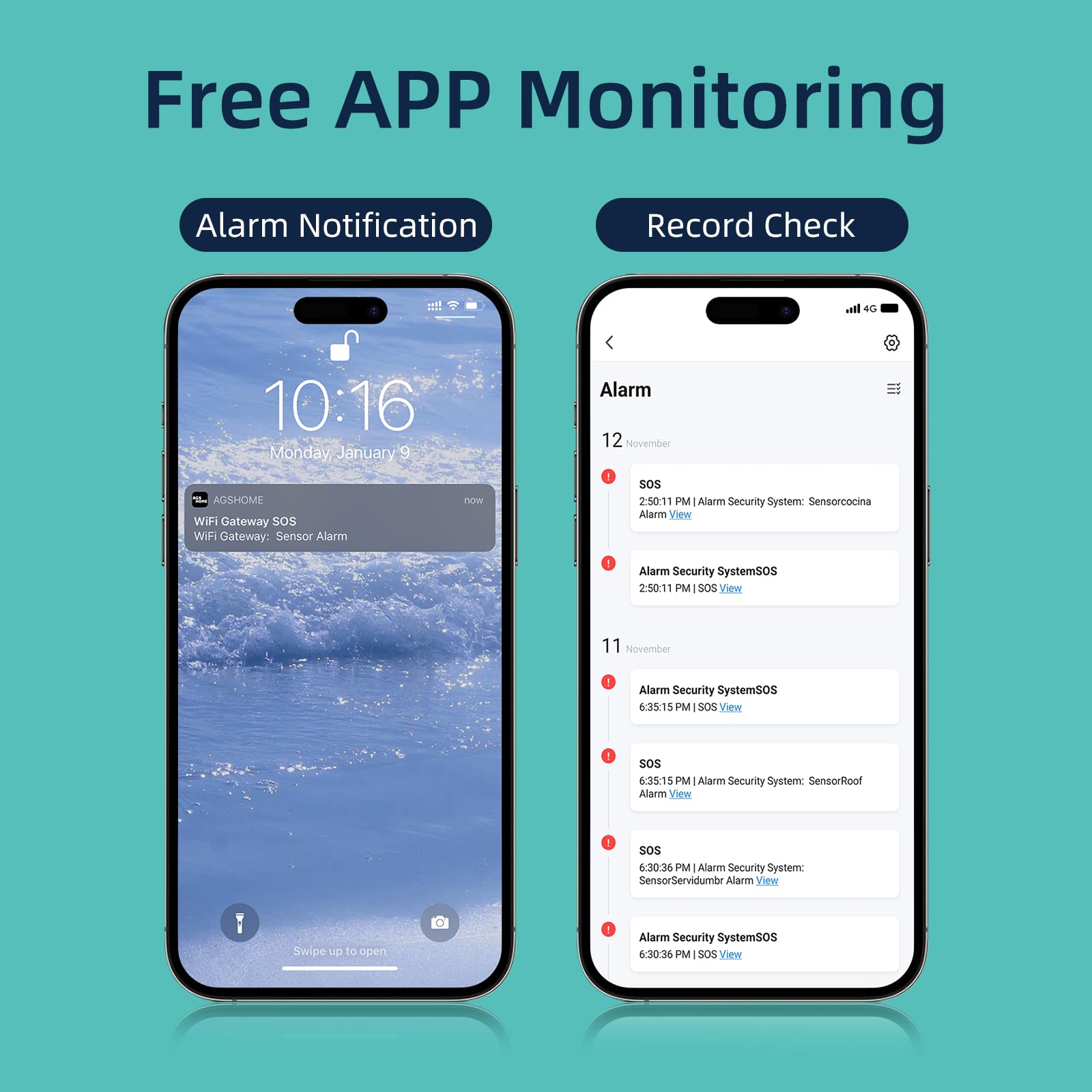 Grsico Wireless Home Alarm System 7 Piece Kit, Wifi Alarm System For Kids Safety, Home Security, Apartment, Door Window Alarm Wi