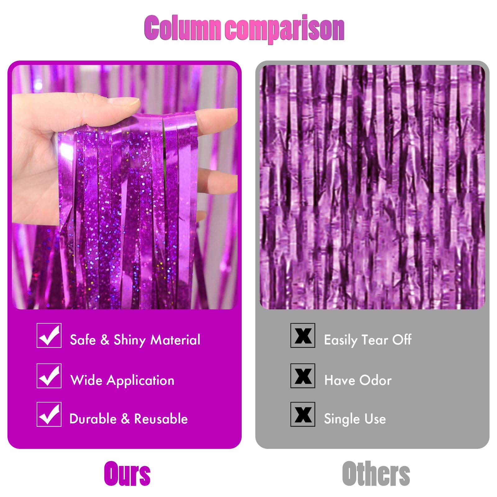 Canrevel 2 Pack 3.3X8.2 Feet Hot Pink Foil Fringe Backdrop Curtains, Glitter Tinsel Streamers Birthday Party Decorations, Fringe
