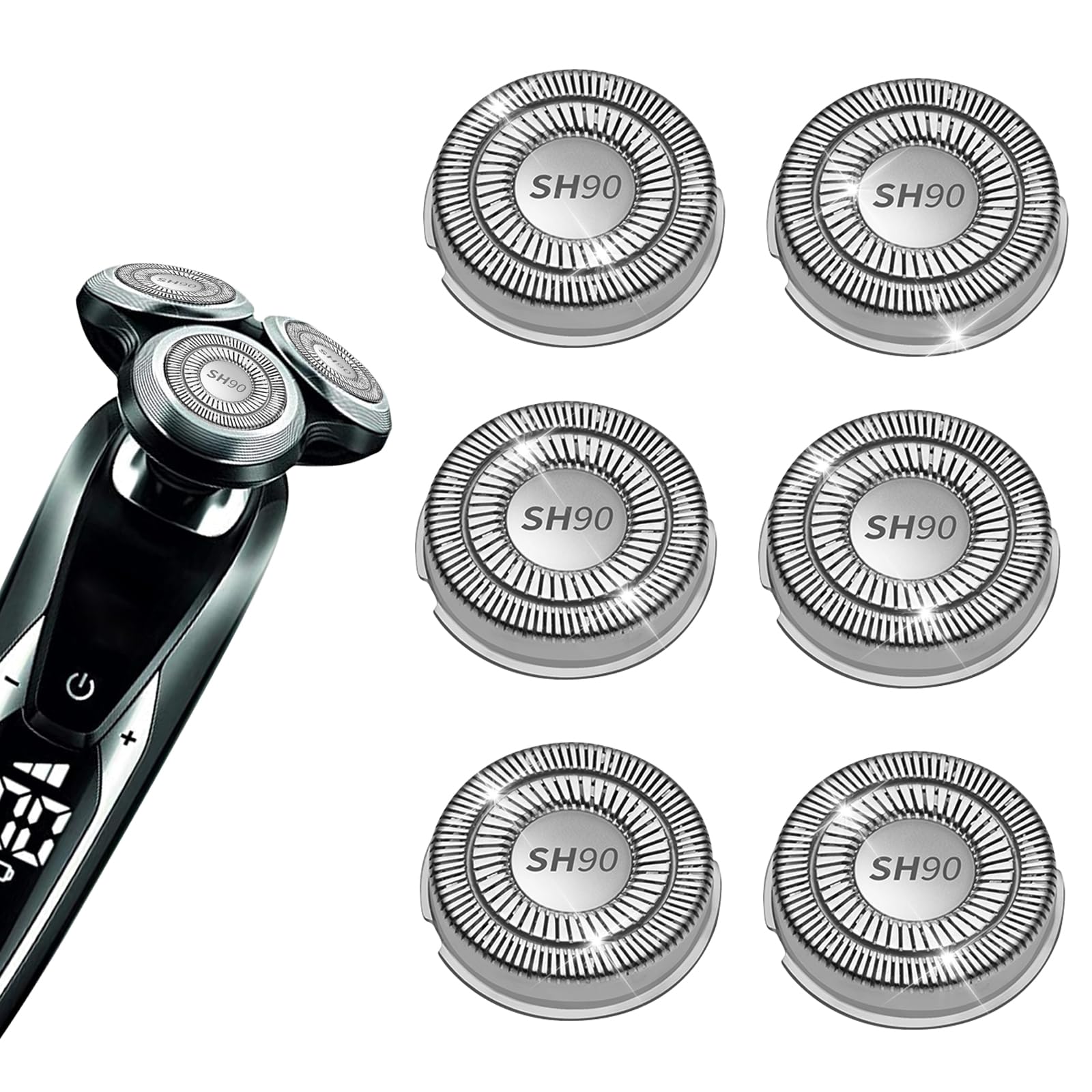 Sh90 Replacement Heads Compatible With Philips Norelco Series 9000(S9Xxx) 8000(S8Xxx) Electric Razor Shaver, Upgrade Sh90/62 Rep