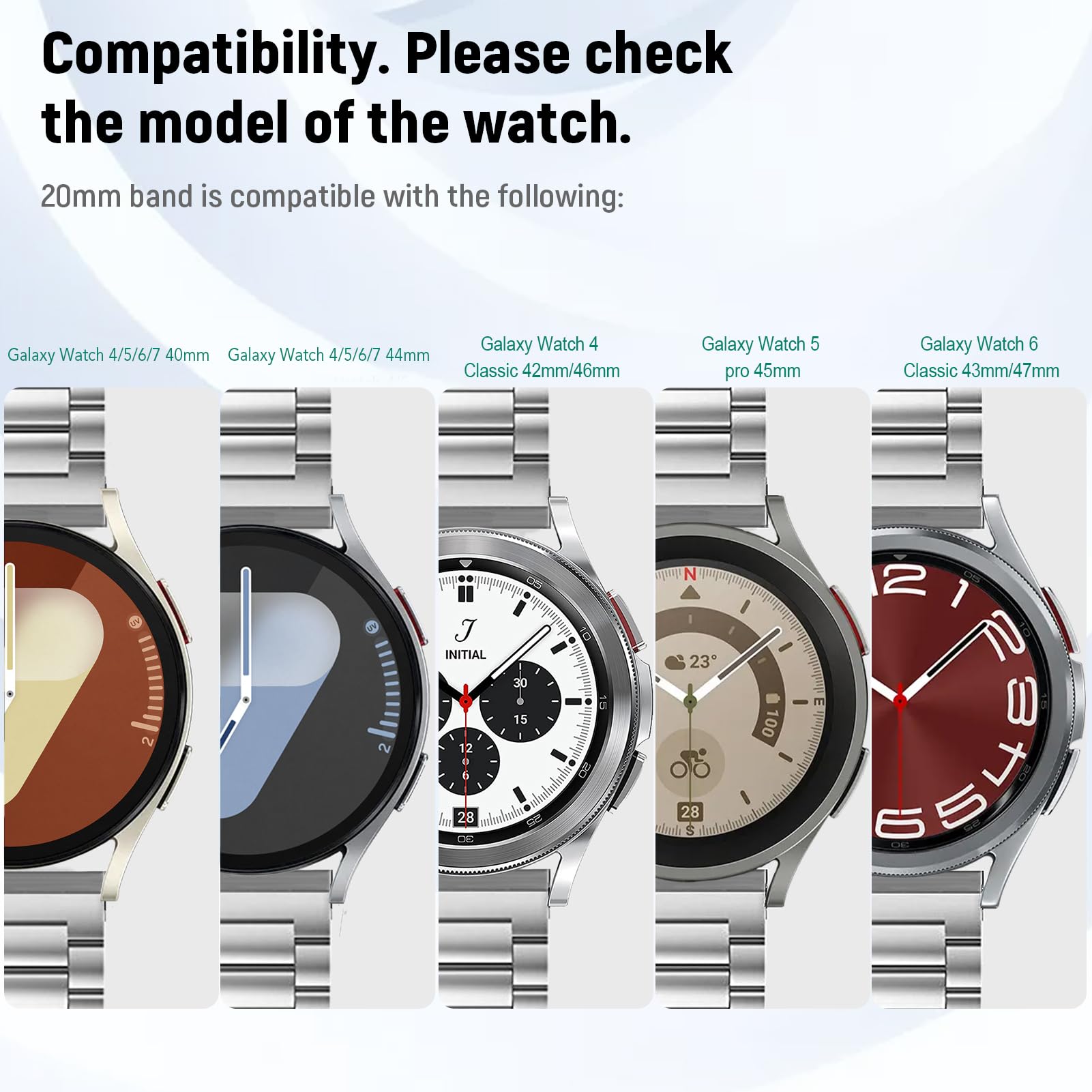 Band Compatible With Samsung Galaxy Watch 7 6 5 4 Band 40Mm 44Mm 45Mm/Watch 6 4 Classic 42Mm 46Mm 43Mm 47Mm,Metal Stainless Stee