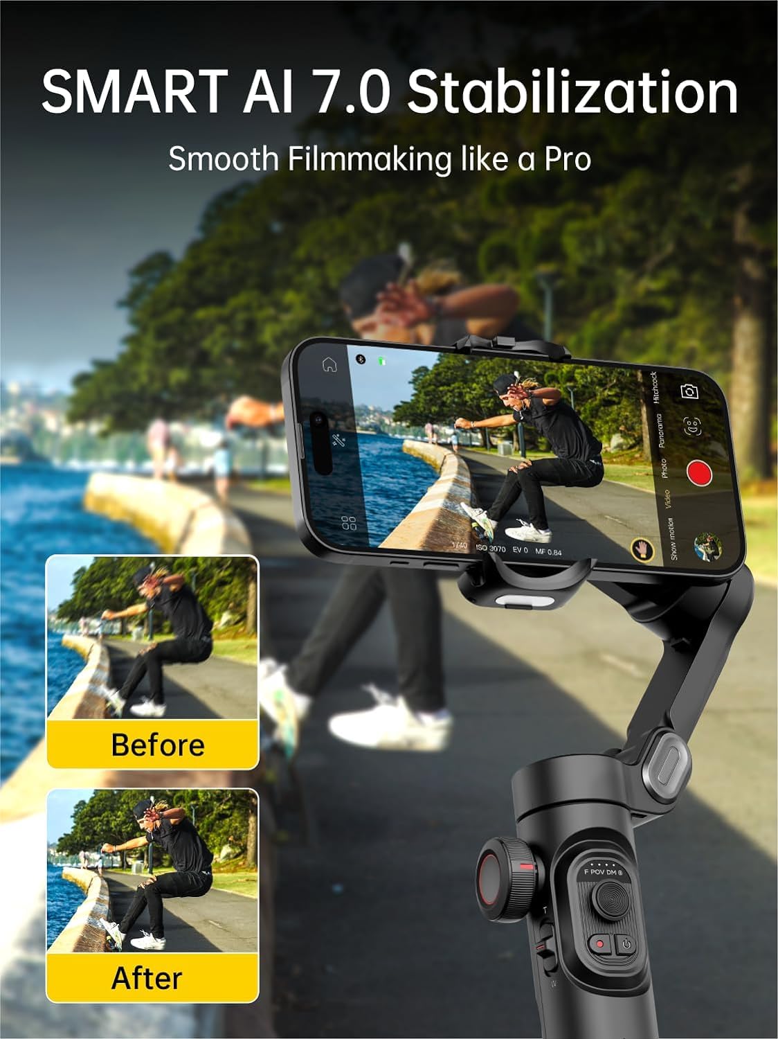 Aochuan Phone Gimbal Stabilizer 3 Axis Smartphone Foldable Gimbal For Iphone Gimble With Focus Wheel Tiktok Youtube Vlog Stabili